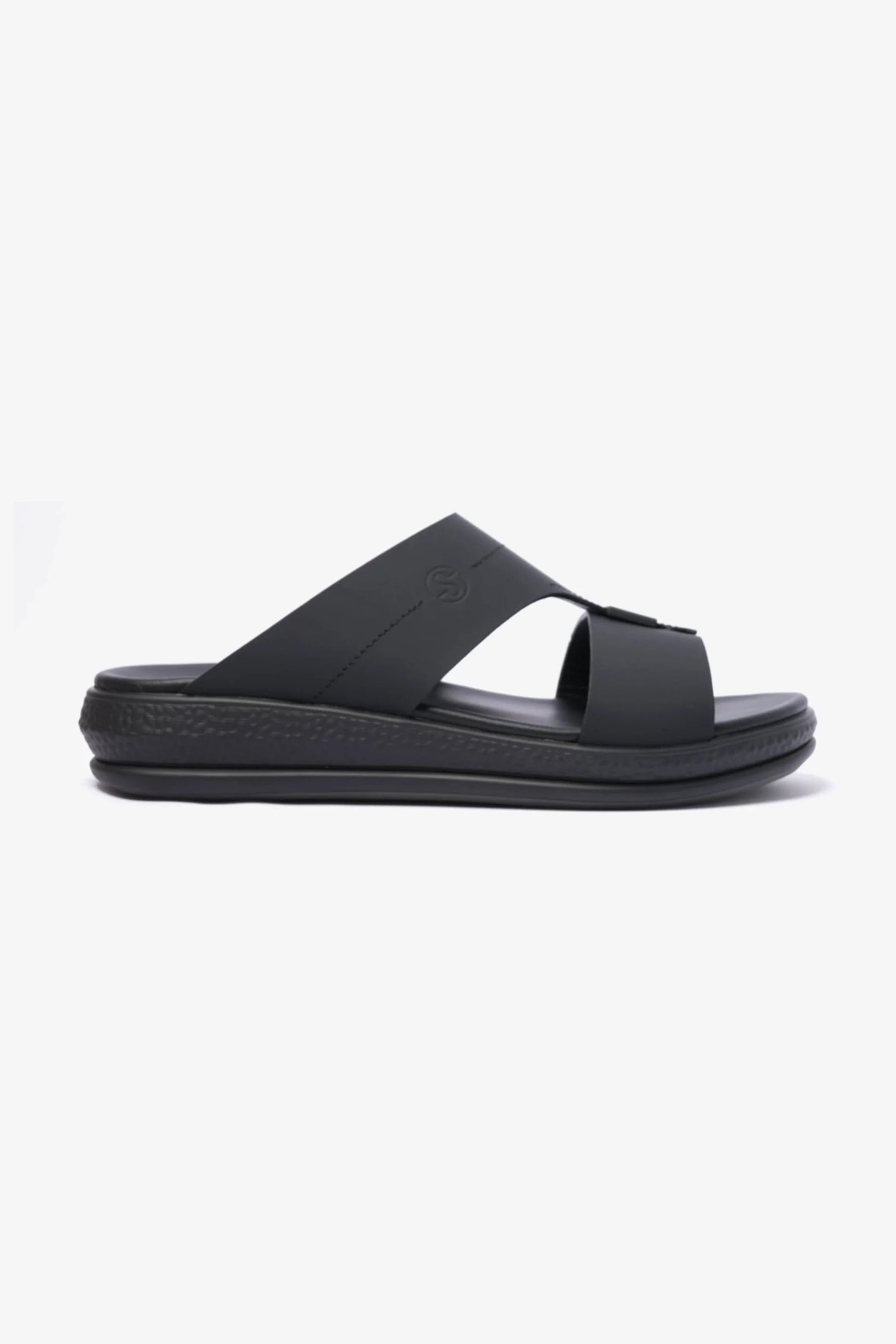 Comfort Plus Men's Stylish Matte Leather Sandals Black MSDCPD102