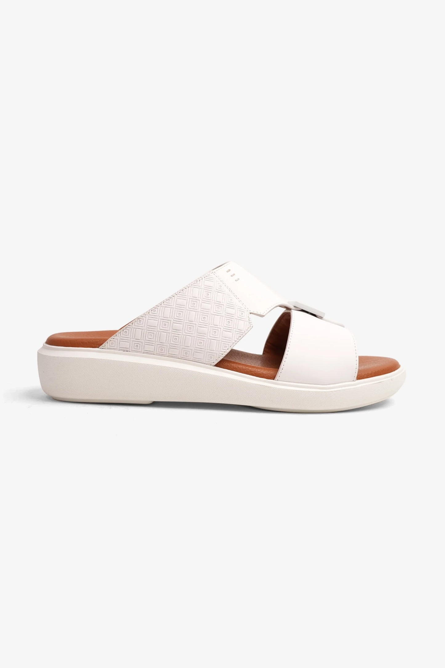 Cavalier Uomo Men's Textured Sole Arabic Sandals White MSDCVALP129