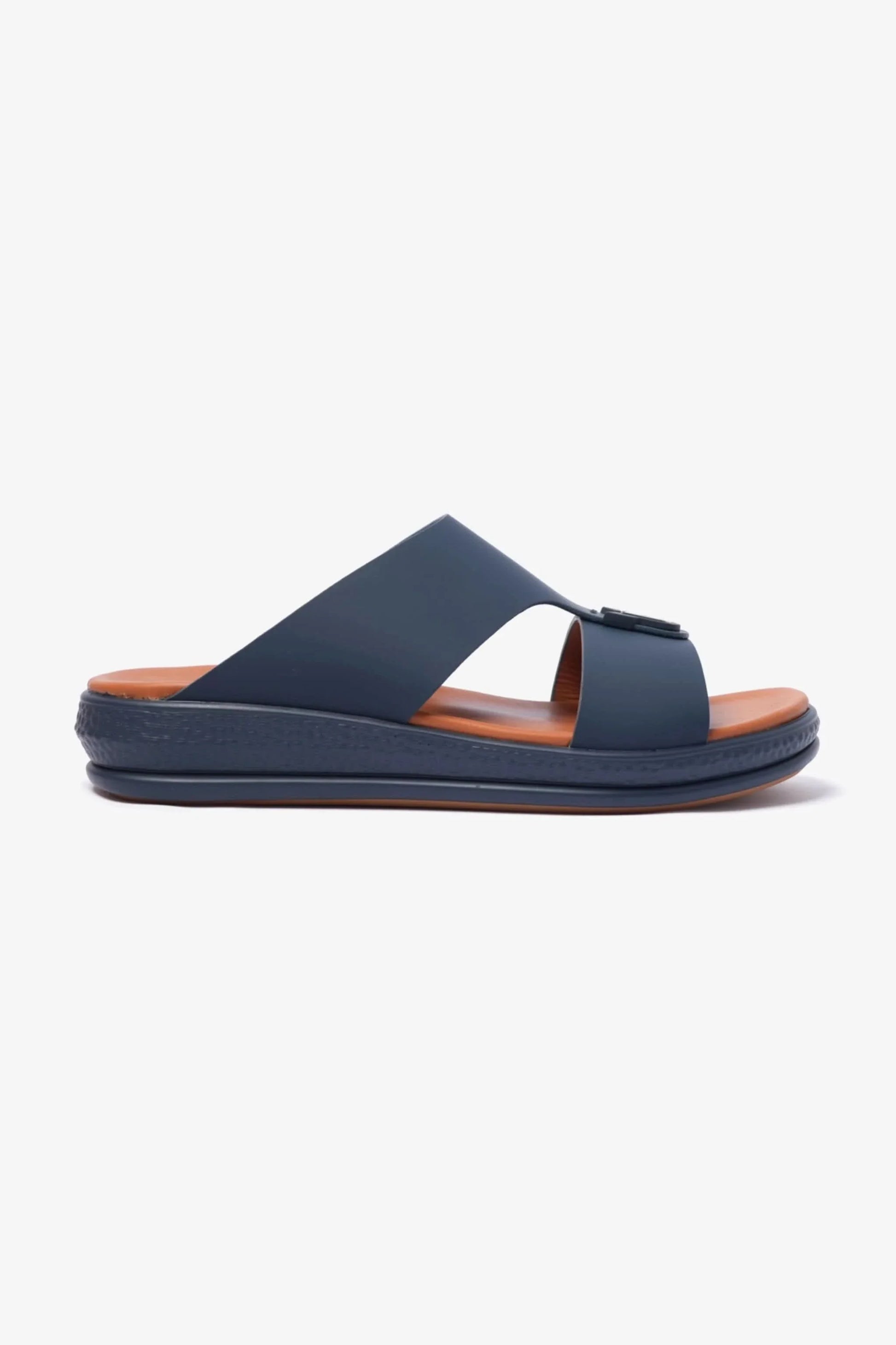 Comfort Plus Men's Buckle Leather Sandals Navy MSDCPD101