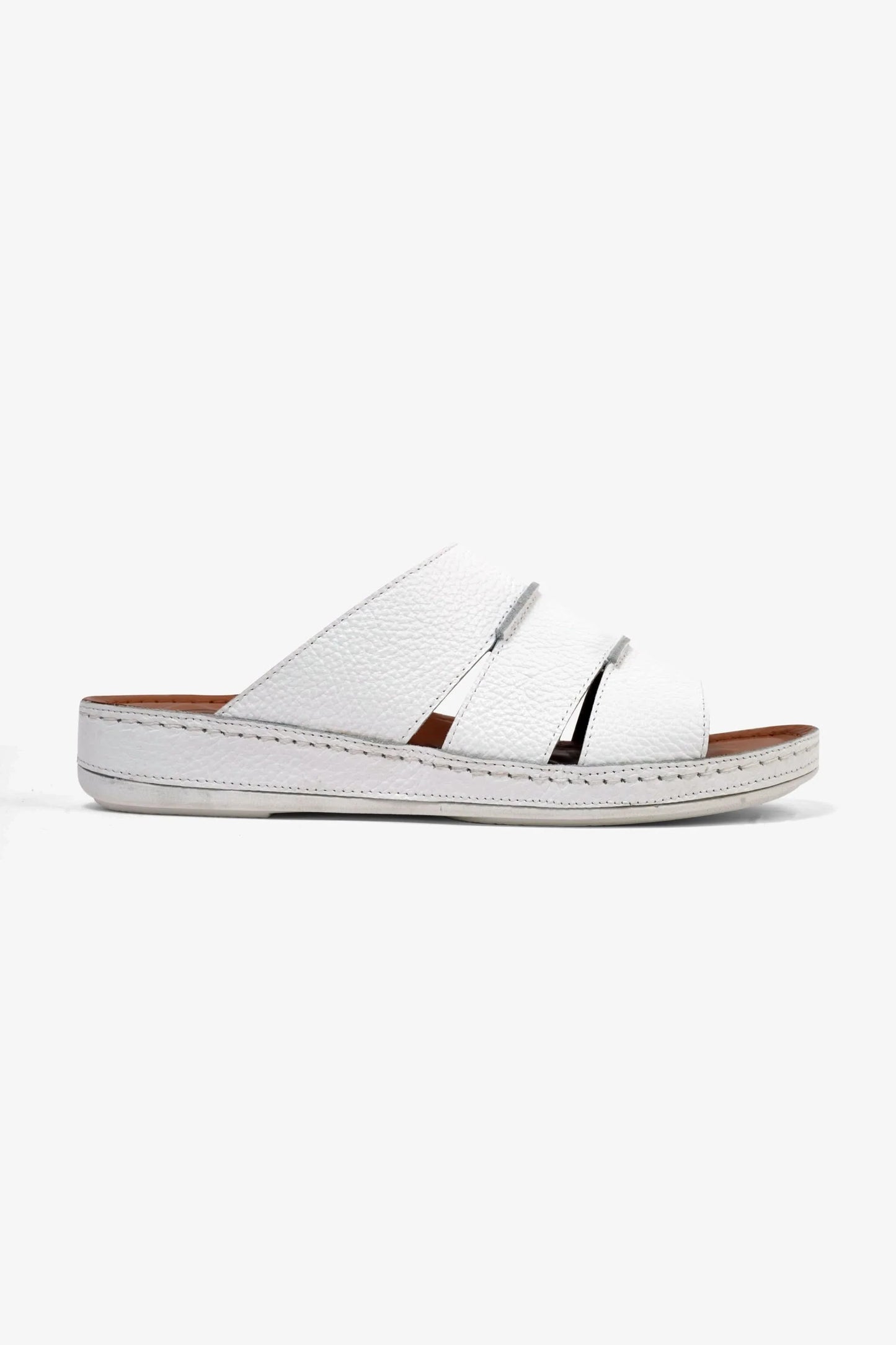 Comfort Plus Men's Leather Slide Sandals White MSDCP6614