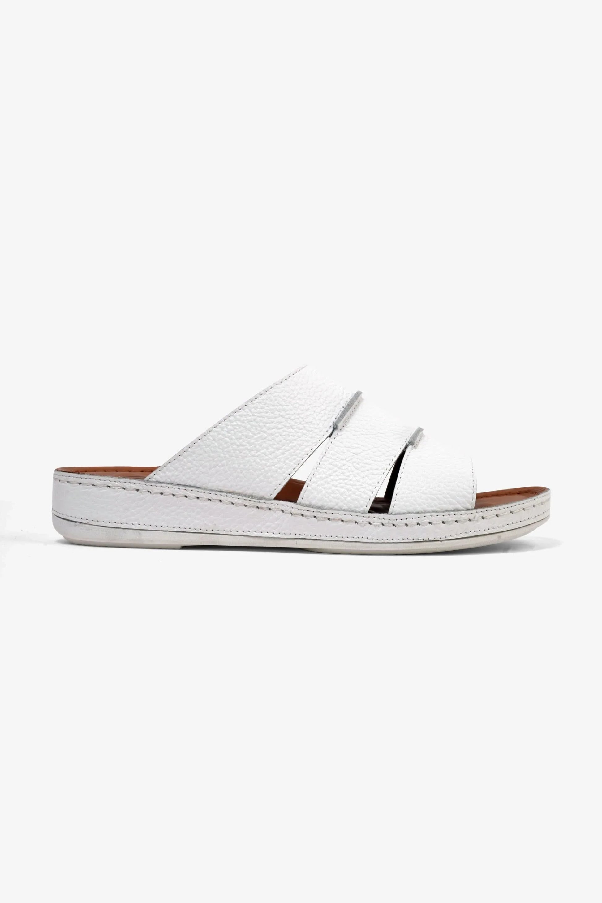 Comfort Plus Men's Leather Slide Sandals White MSDCP6614