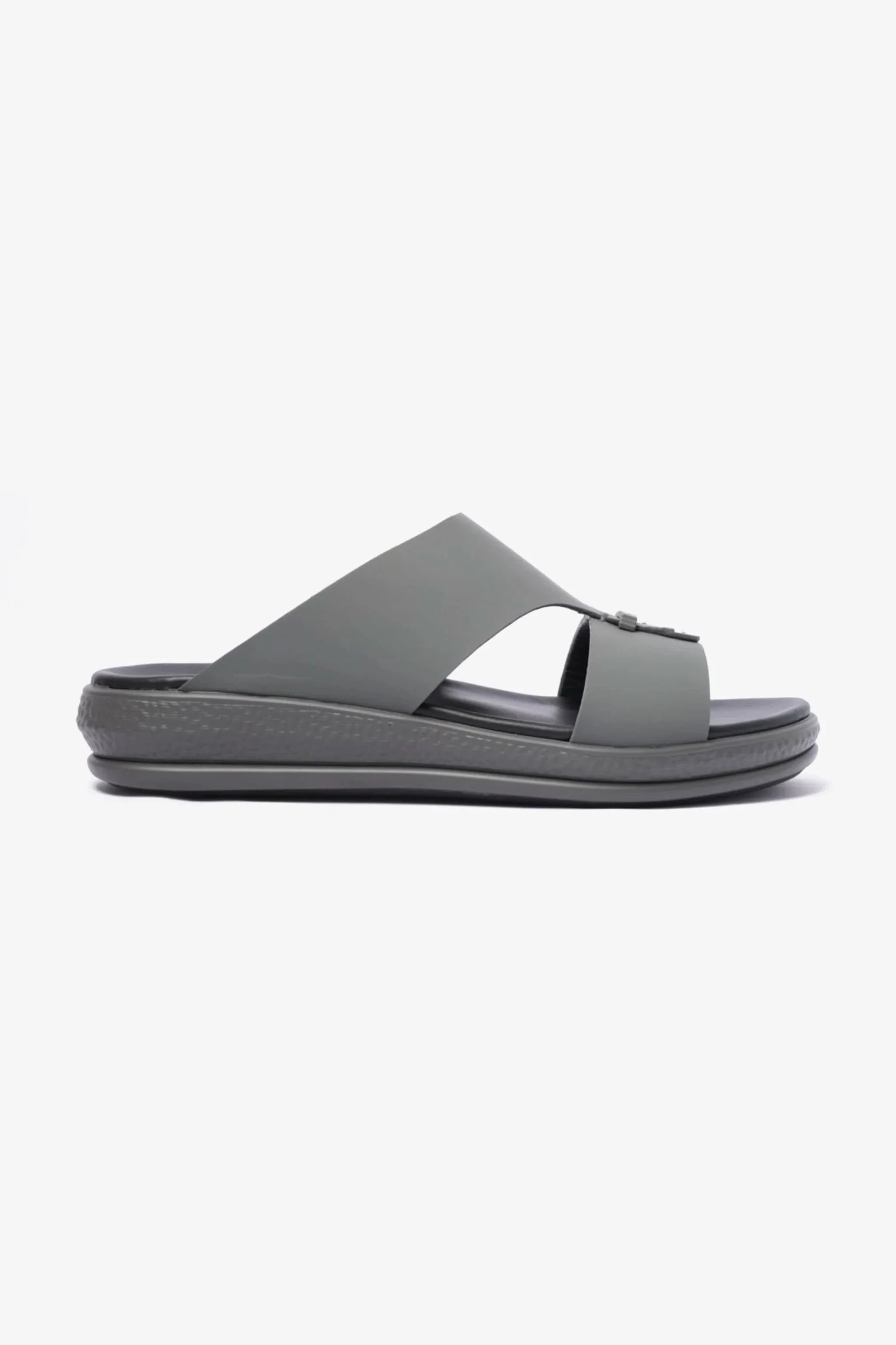Comfort Plus Men's Matte Leather Buckle Sandals Grey MSDCPD102
