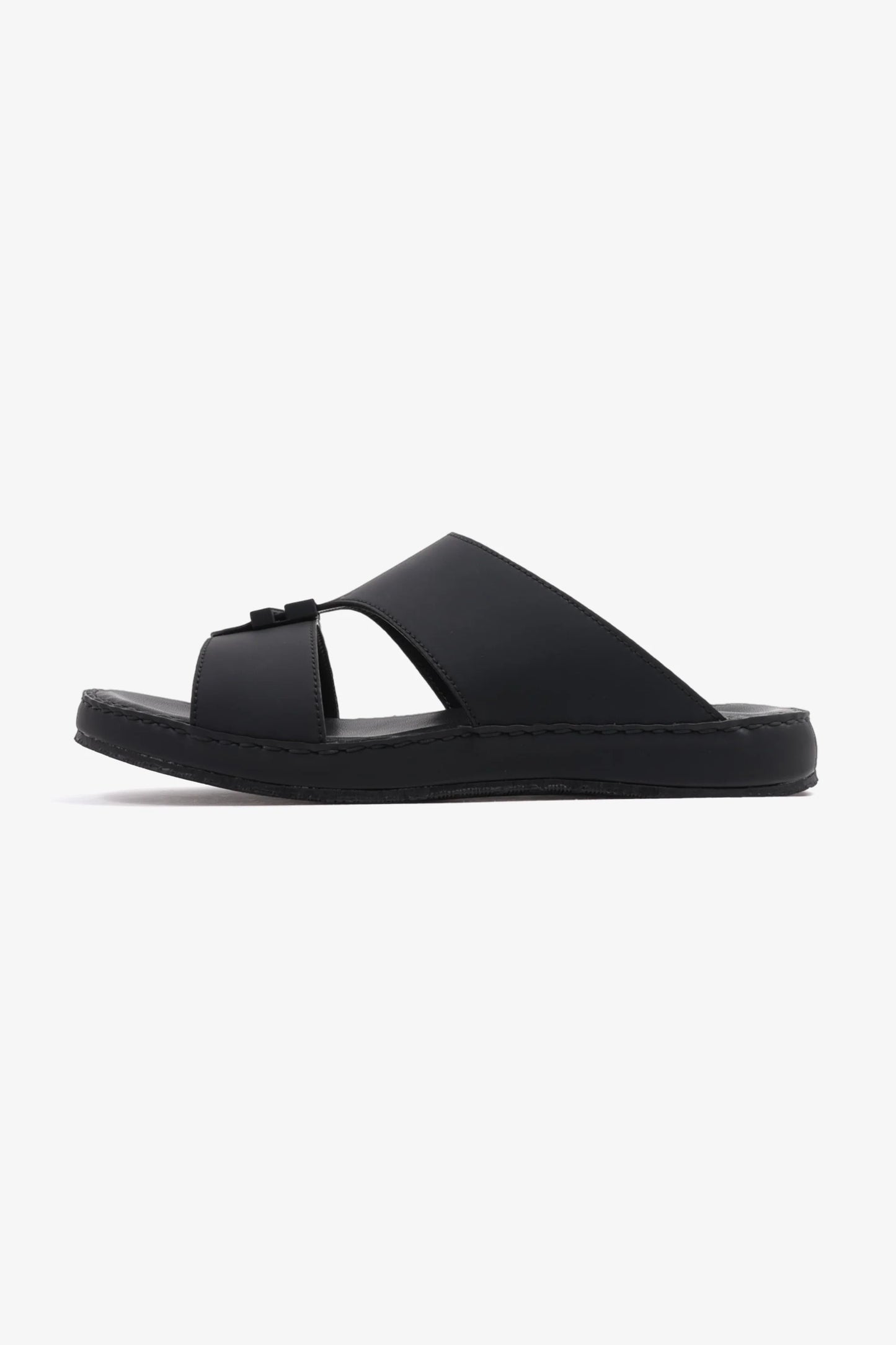 Comfort Plus Men's Matte Leather Stylish Trim Sandals Black MSDCP3002