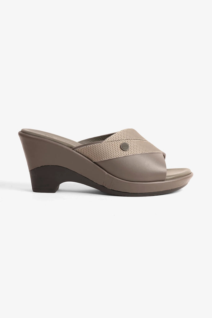 Comfort Plus Women's Leather Mules Low Heel Sandals Grey LSDCP9112