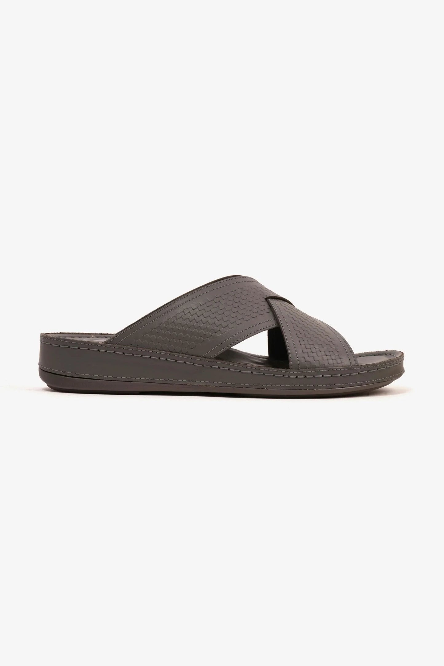 Comfort Plus Men's Silver Accent Arabic Sandals Dark Grey MSDCP6611