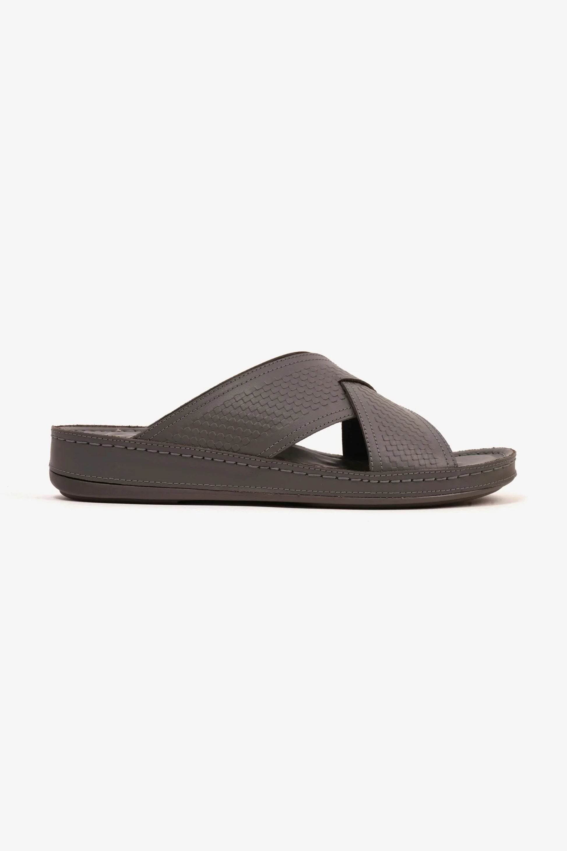 Comfort Plus Men's Silver Accent Arabic Sandals Dark Grey MSDCP6611