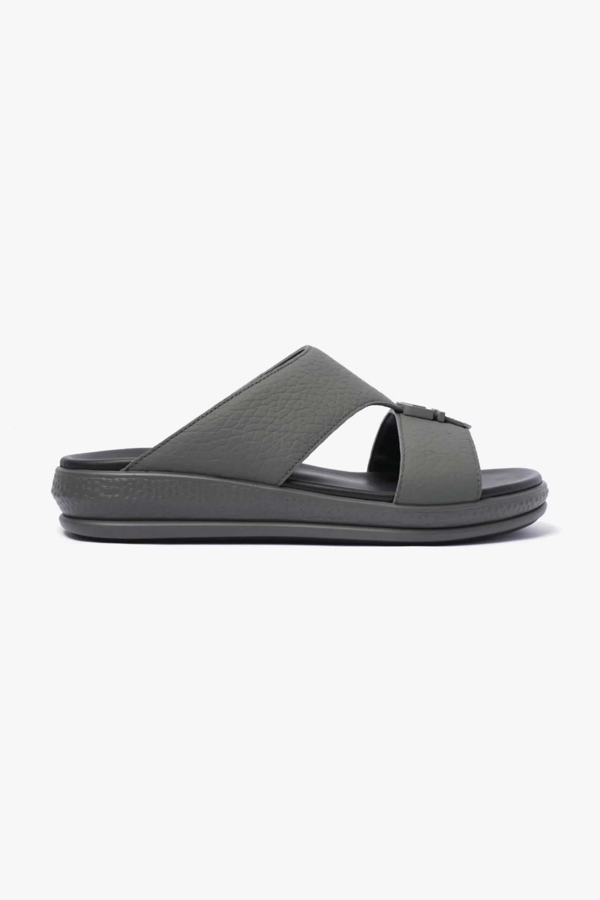 Comfort Plus Men's Stylish Trim Leather Sandals Grey MSDCPD103
