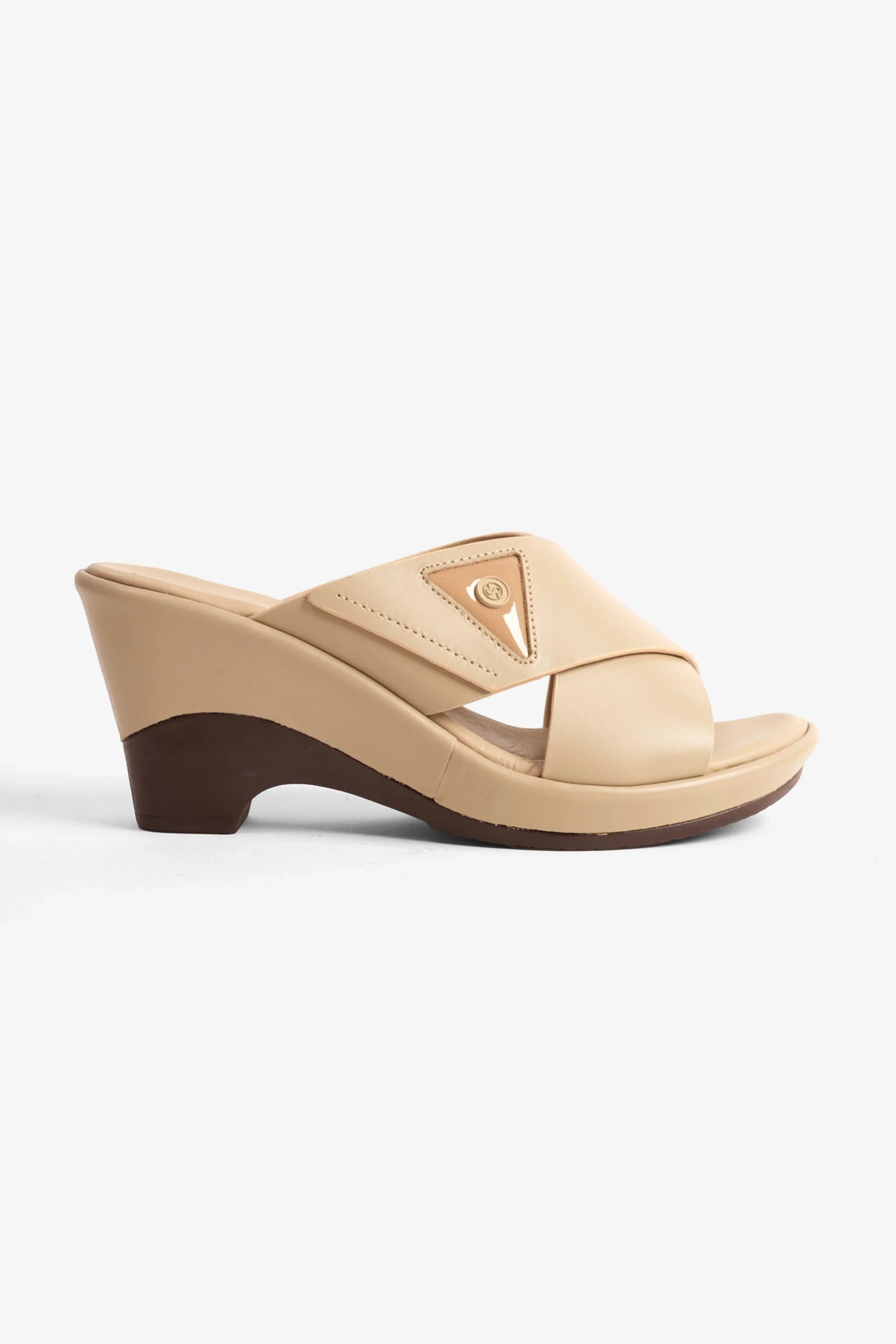 Comfort Plus Women's Cross-Strap Slide Sandals Beige LSDCP9108