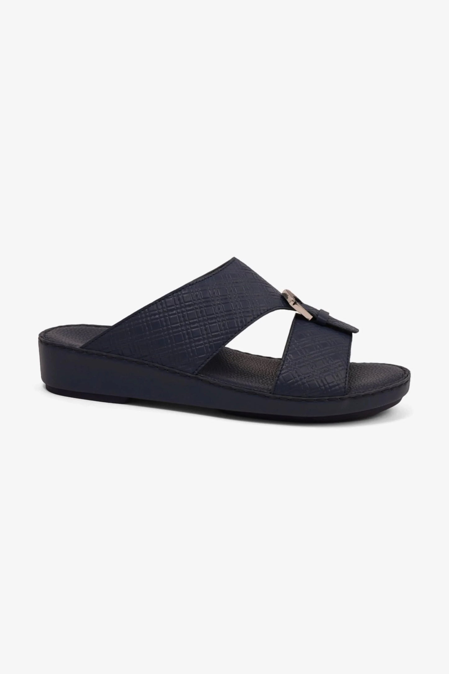 Comfort Plus Men's Cushioned Leather Slip-On Sandals Navy MSDCP7013