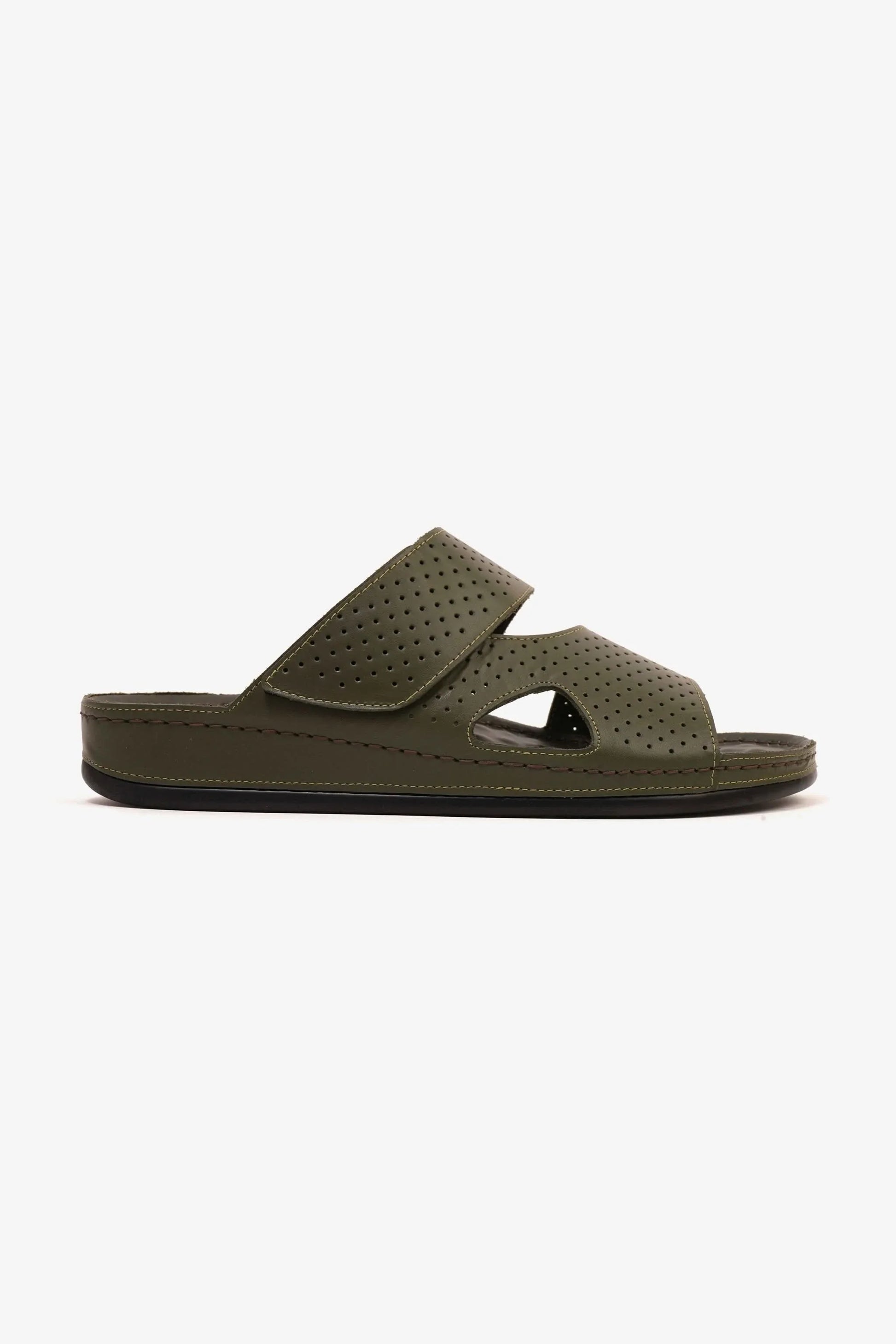 Comfort Plus Men's Al Waha Textured Arabic Sandals Olive MSDCP4005