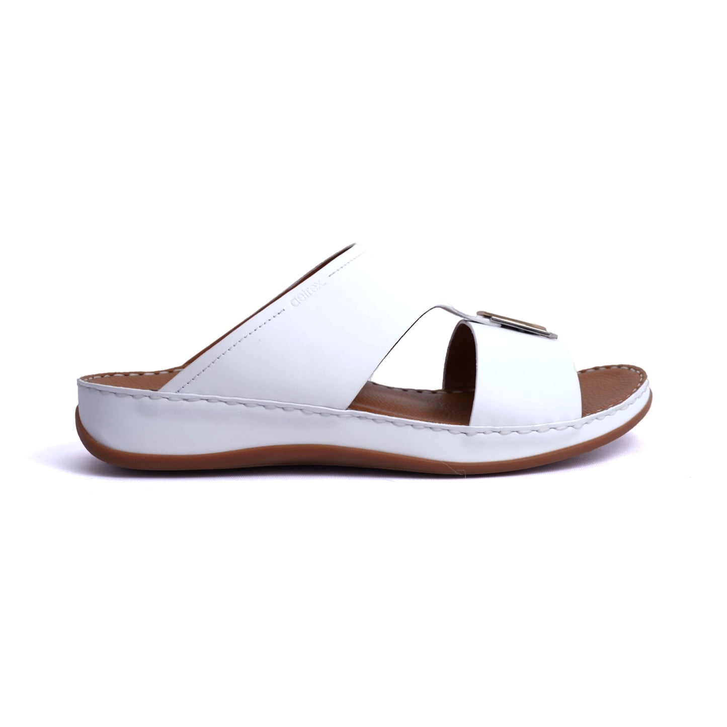 MATTE LEATHER SLIM ICONIC AETREX ARABIC SANDAL WHITE