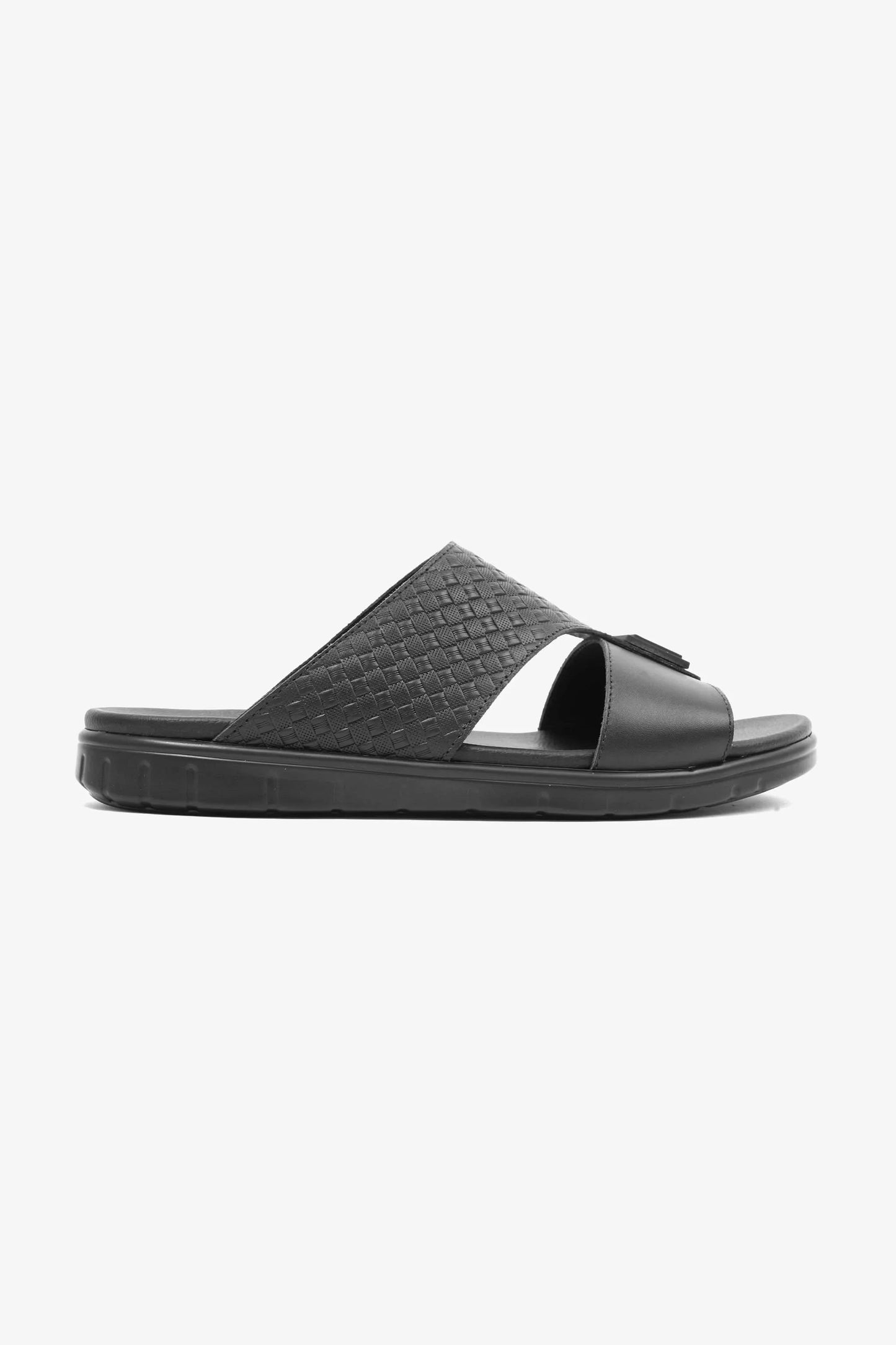 Comfort Plus Men's Embossed Leather Sandals Black MSDCP201