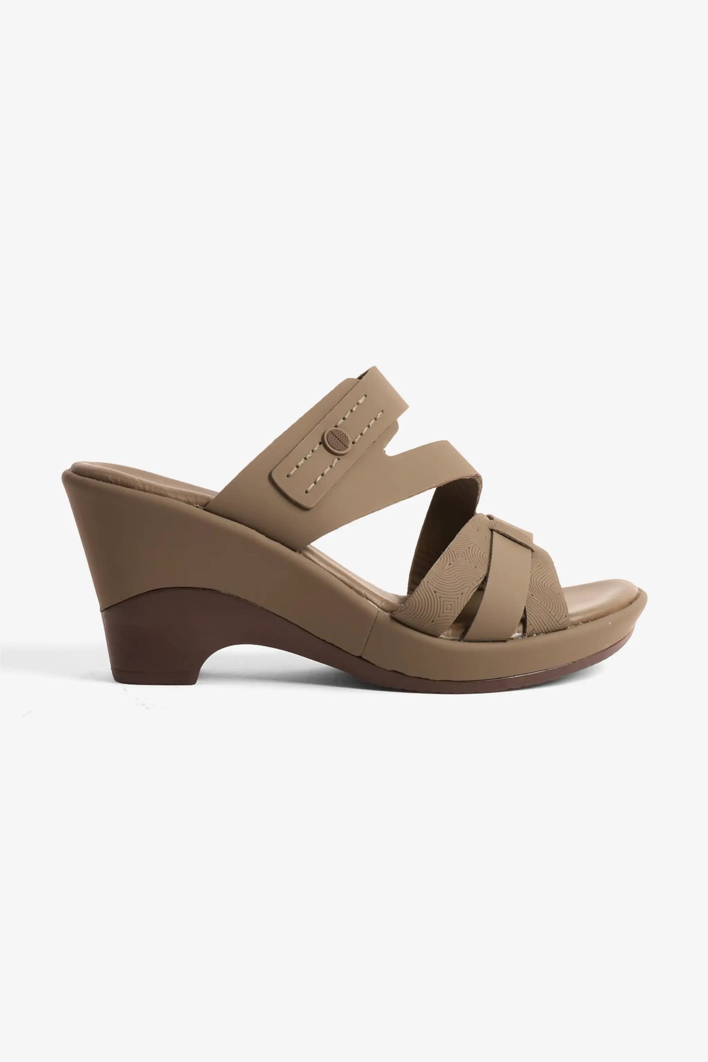 Comfort Plus Women's Leather Cut-Out Low Heel Sandals Truffle LSDCP9110