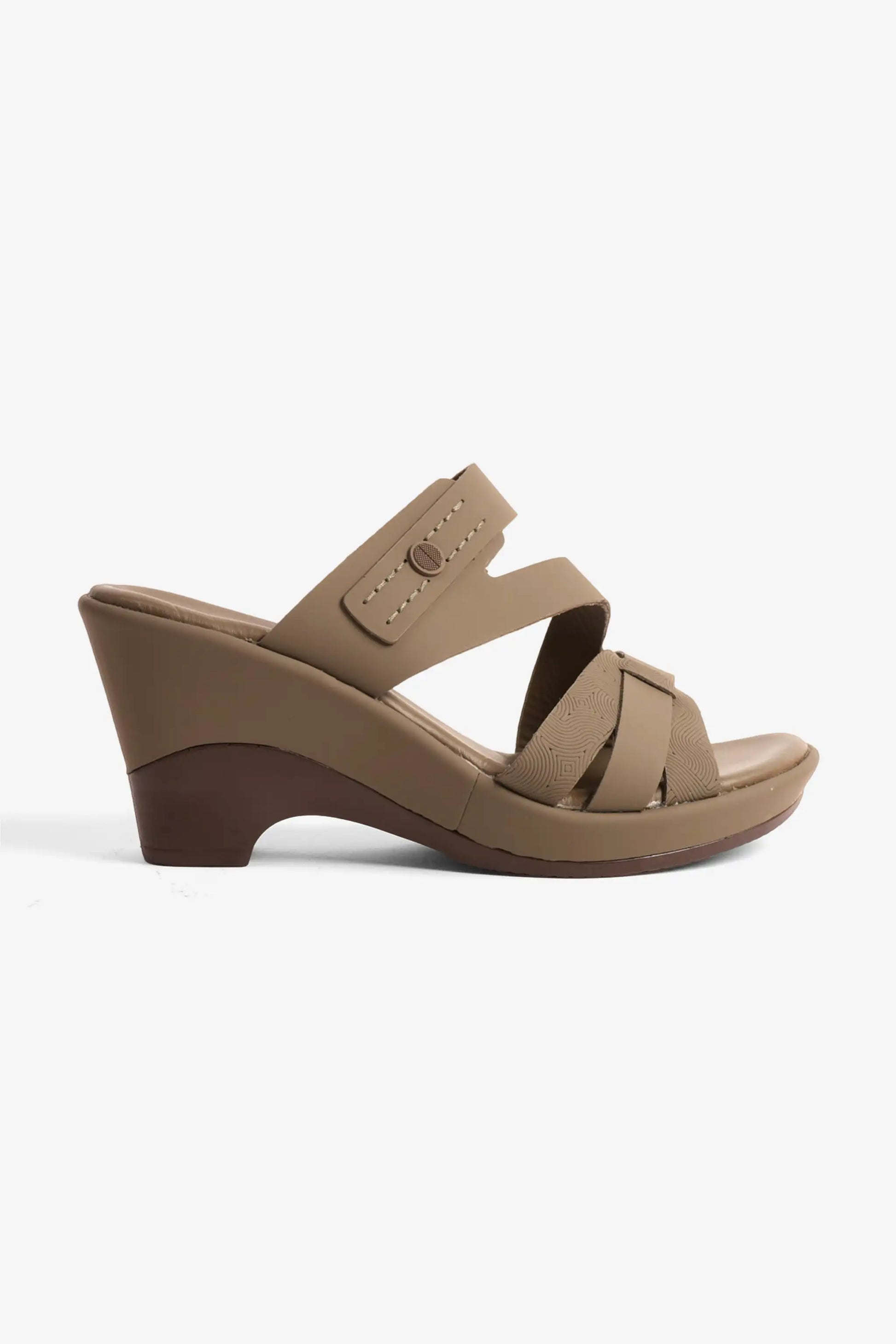 Comfort Plus Women's Leather Cut-Out Low Heel Sandals Truffle LSDCP9110