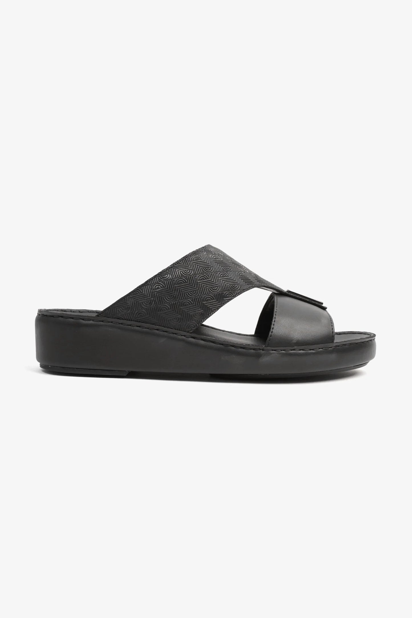 Cavalier Uomo Men's Modern Leather Arabic Sandals Black MSDCV1106