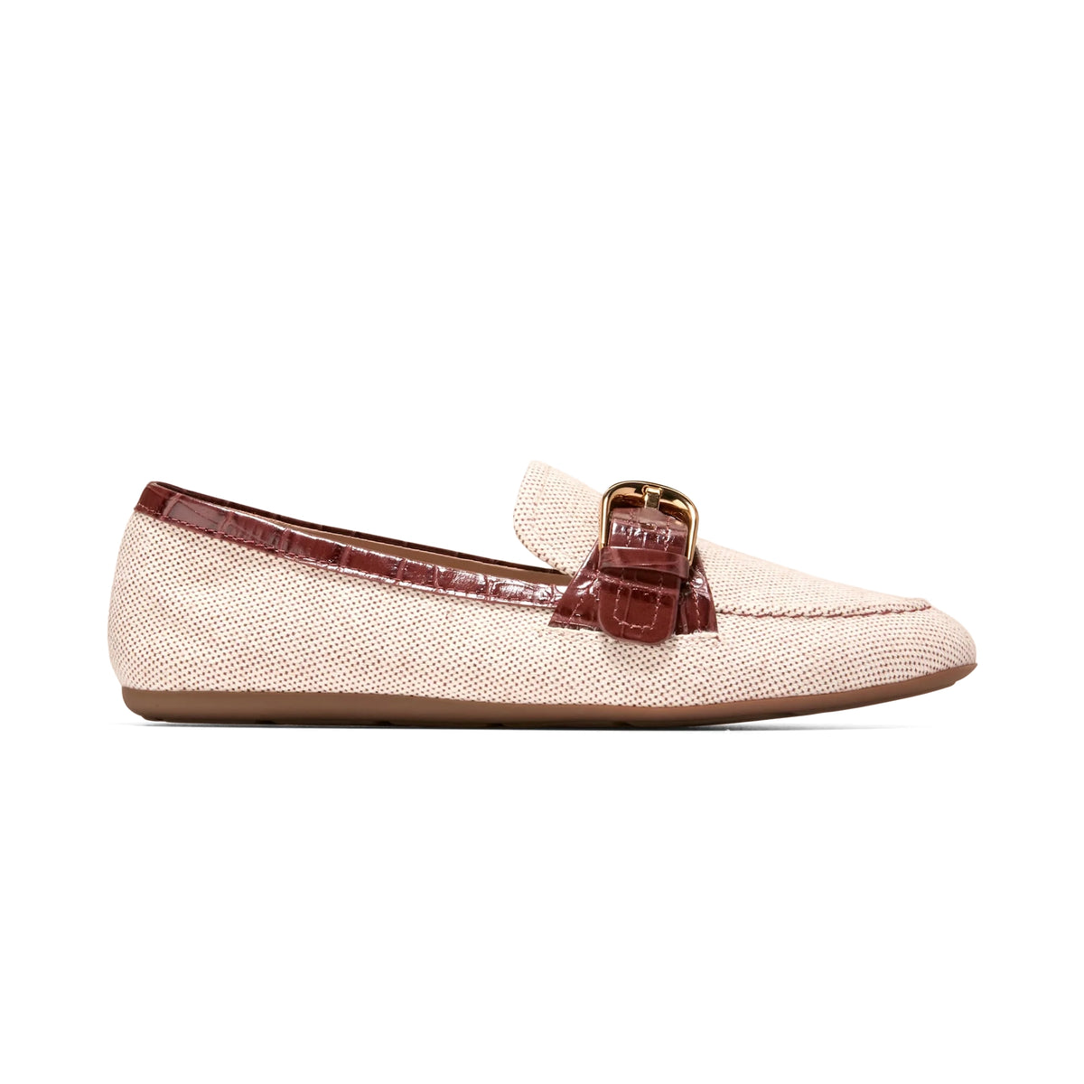 COLE HAAN LADIES GRAND AMBITION ALETTE BUCKLE LOAFERS BEIGE