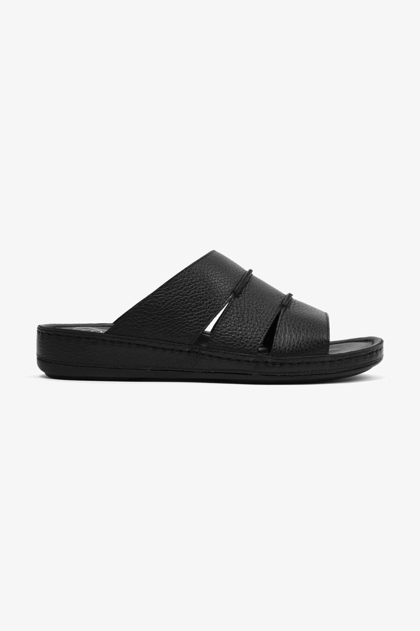 Comfort Plus Men's Leather Slide Sandals Black MSDCP6614
