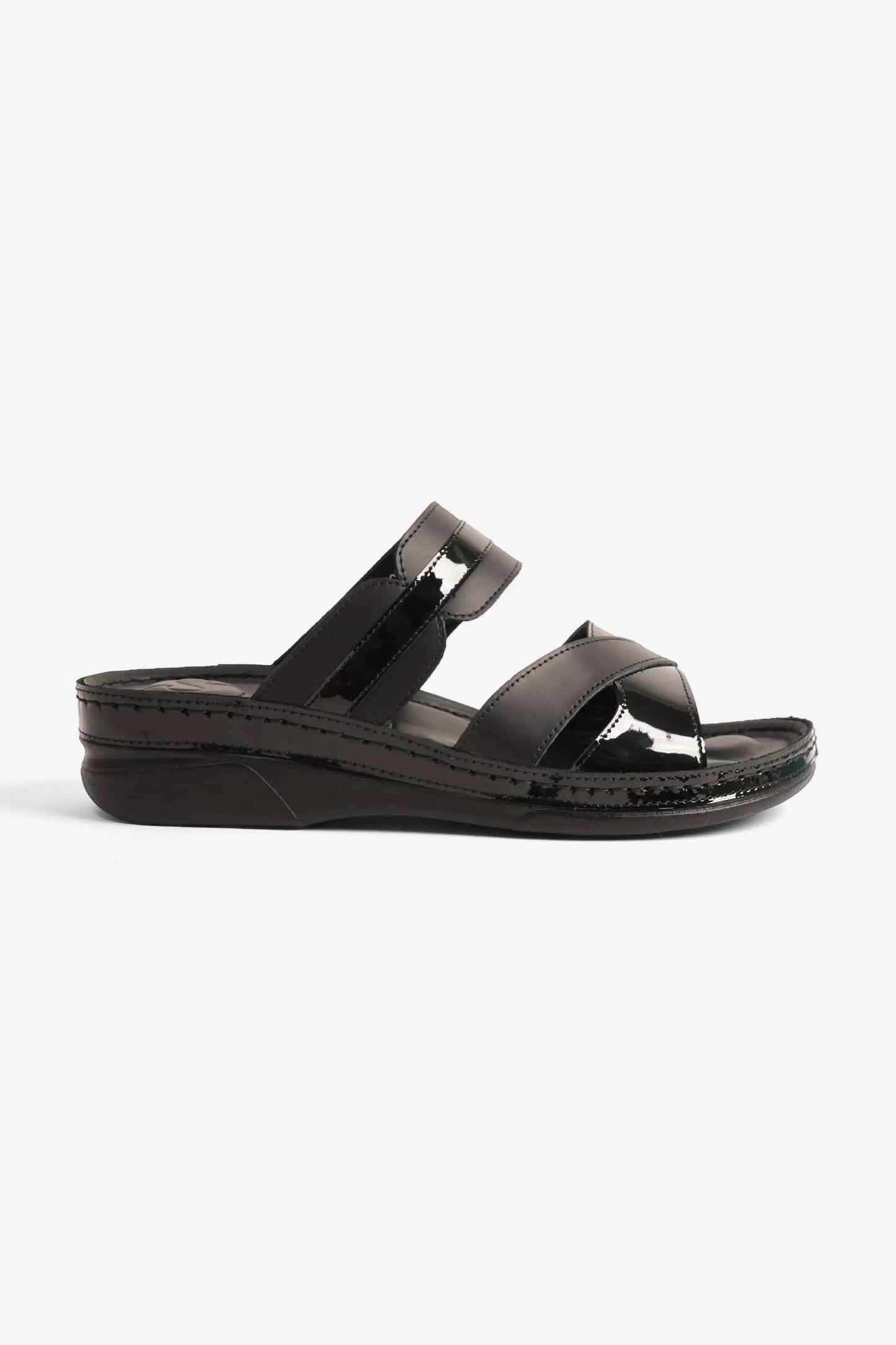 Comfort Plus Women's Ultra Soft Leather Slides Black LSDCP416