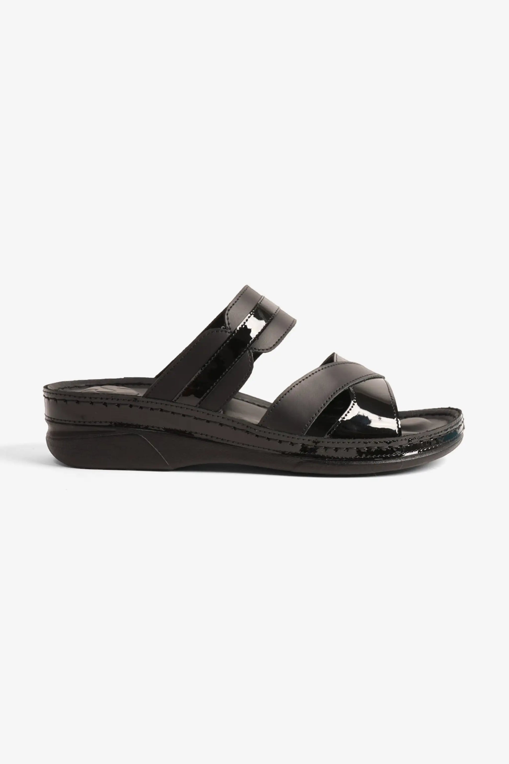 Comfort Plus Women's Ultra Soft Leather Slides Black LSDCP416