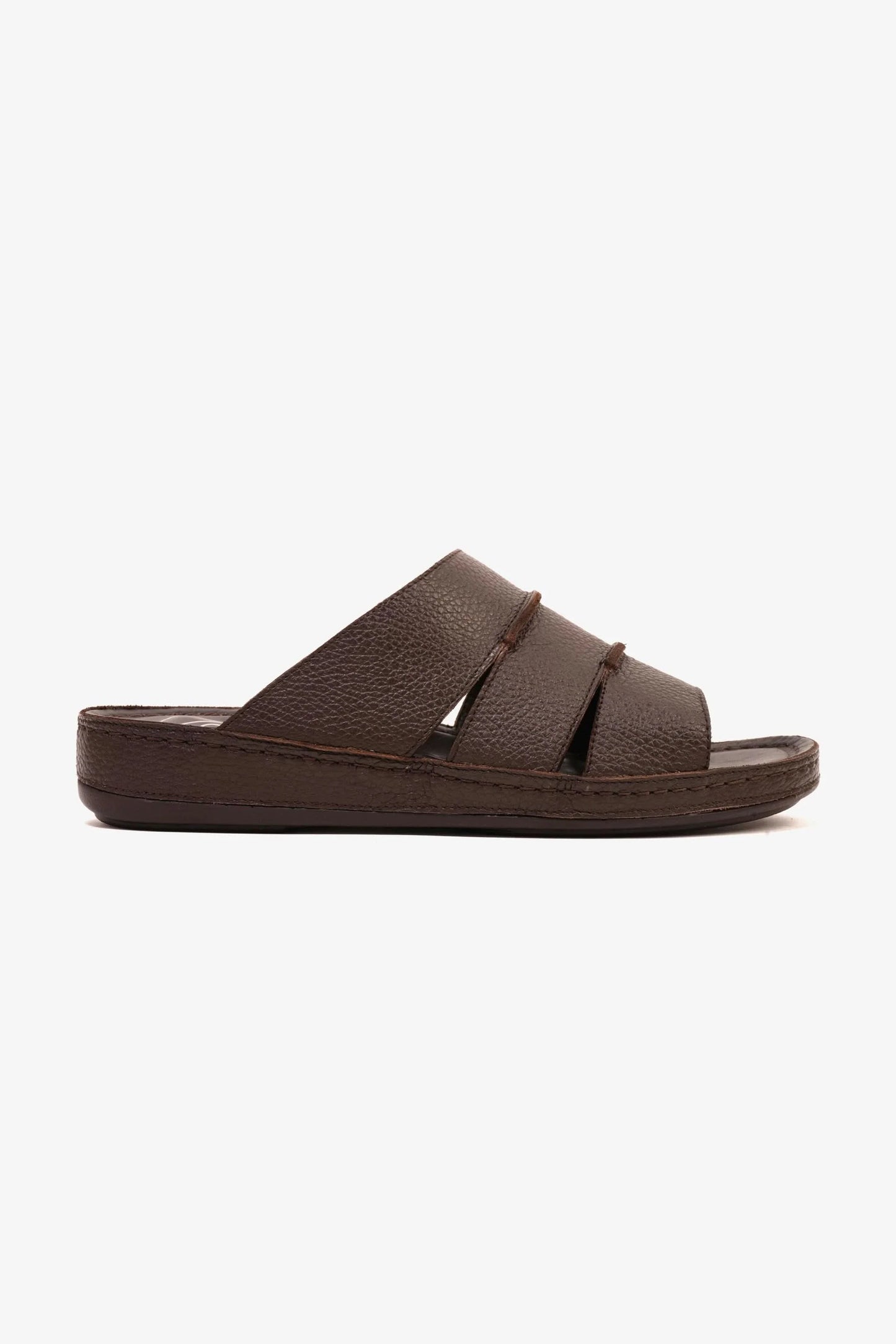 Comfort Plus Men's Leather Slide Sandals Brown MSDCP6614