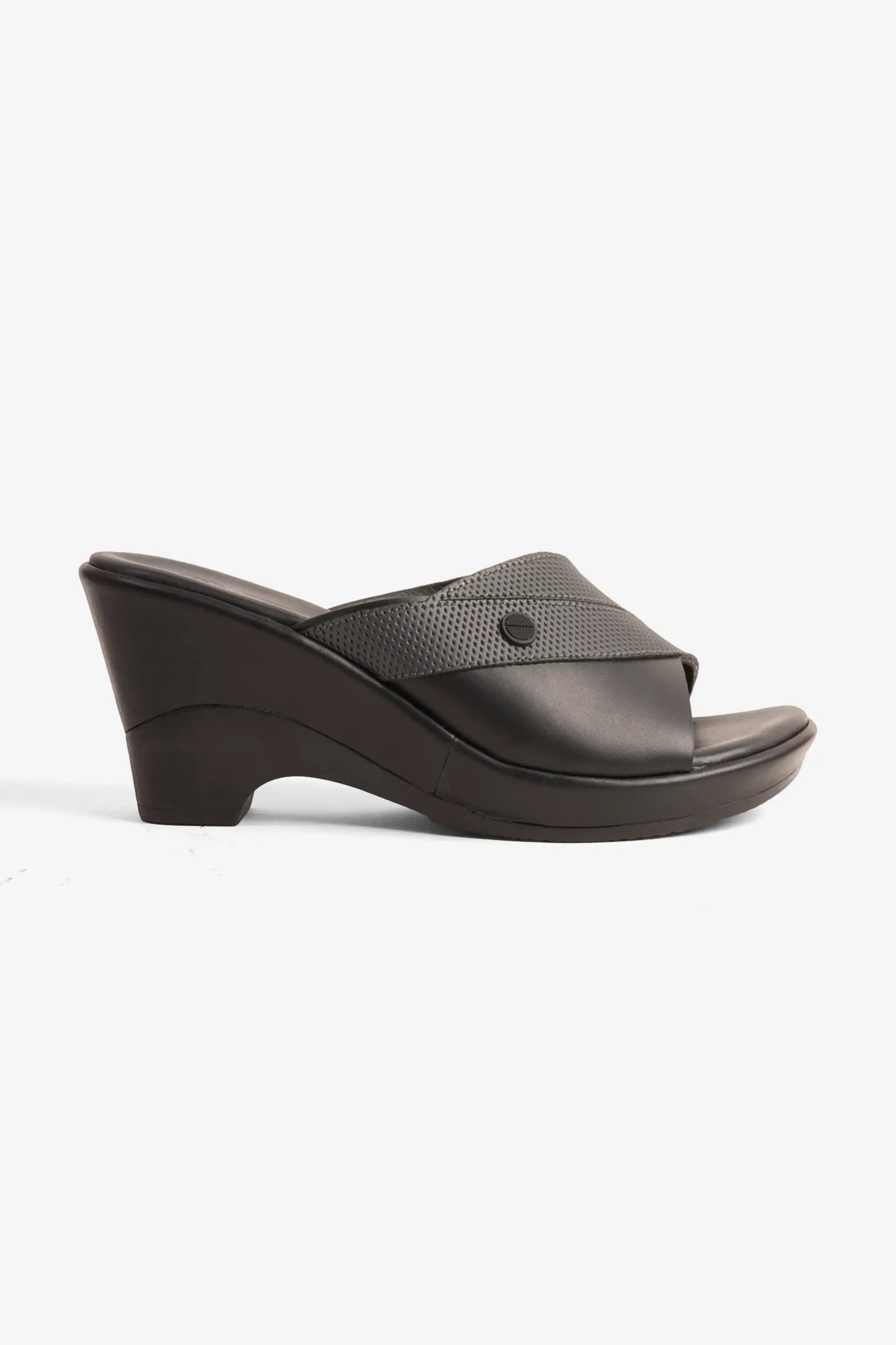 Comfort Plus Women's Supportive Low Heel Leather Mules Black LSDCP9112