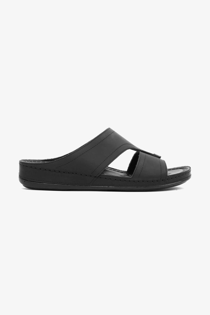 Comfort Plus Men's Ultra Massage Leather Sandals Black - Seventy7