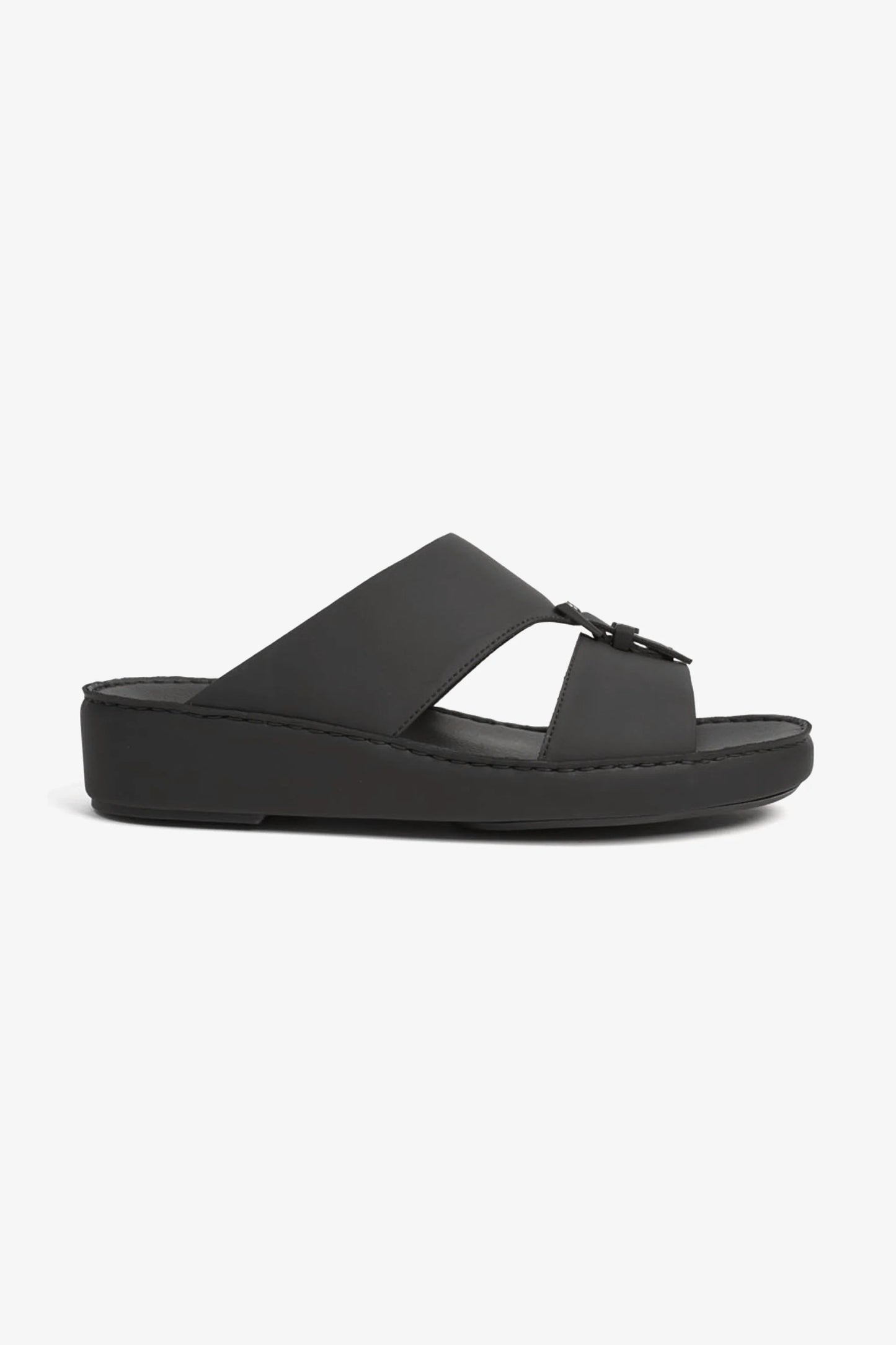 Cavalier Uomo Men's Embossed Leather Arabic Sandals Black MSDCV1101