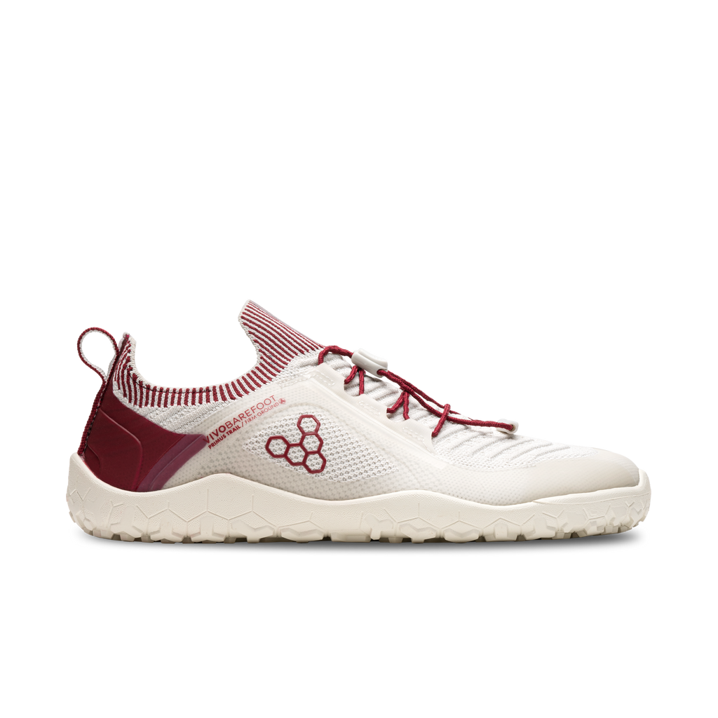 Vivobarefoot Primus Trail Knit Fg Womens Limestone Red Rumba