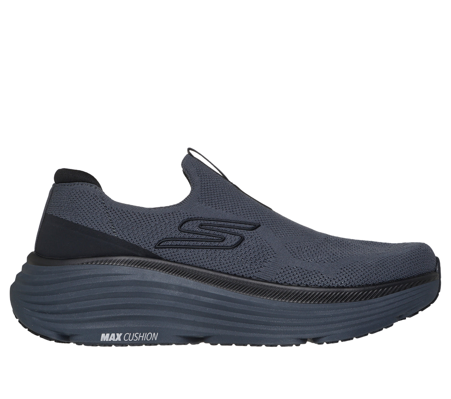 SKECHERS MAX CUSHIONING ENDEAVOUR MEN WALKING SHOES - CHARCOAL BLACK