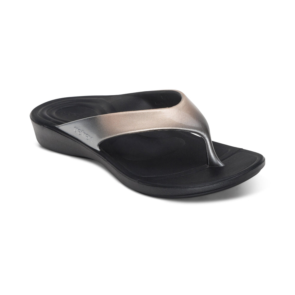 Aetrex Maui Orthotic Women's Flip-Flops Metallic Ombre