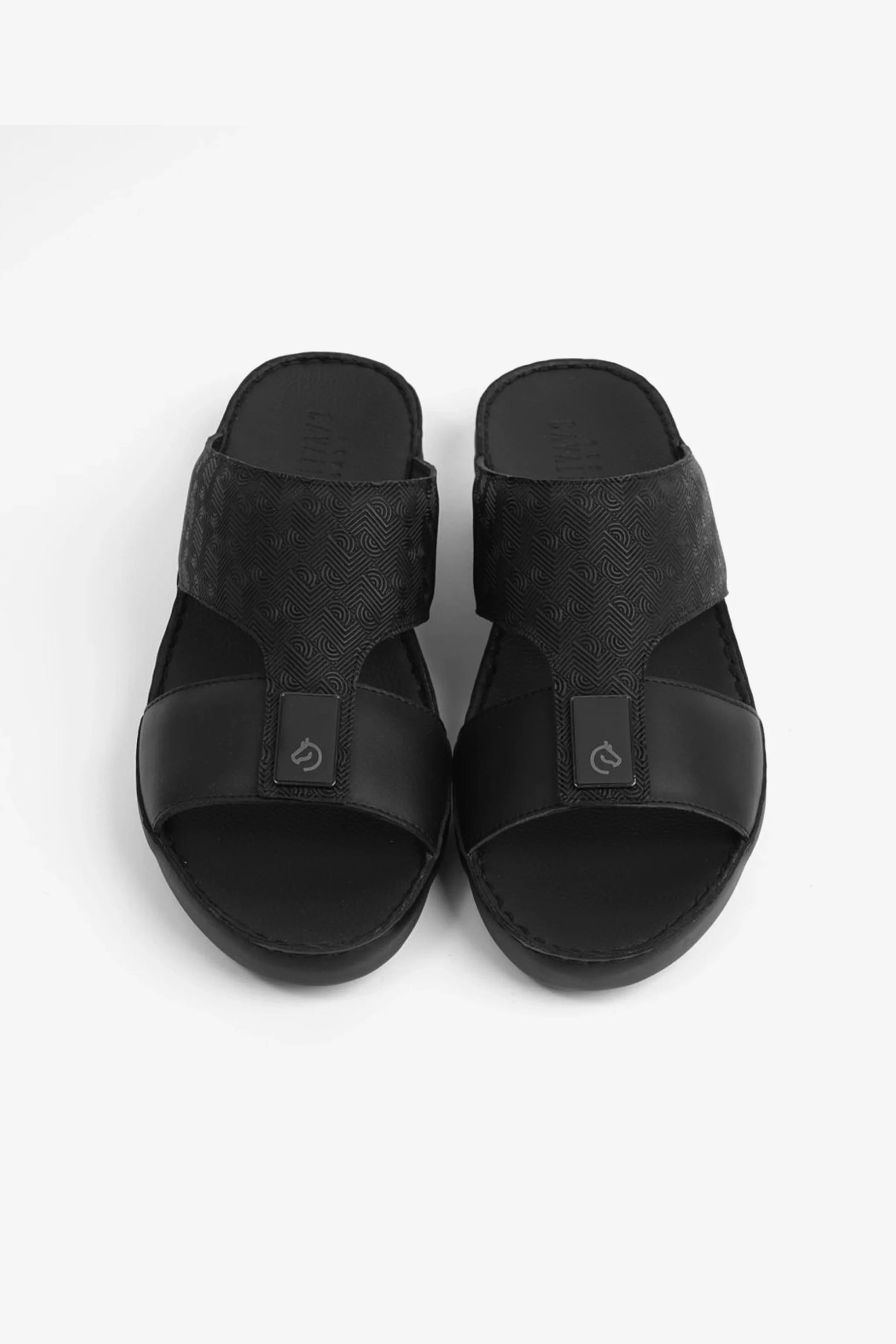 Cavalier Uomo Men's Modern Leather Arabic Sandals Black MSDCV1106