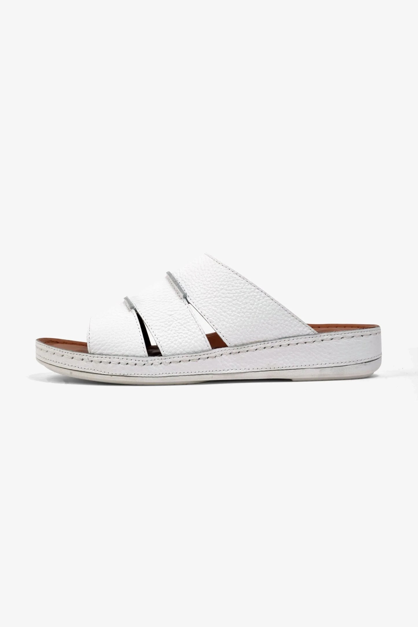 Comfort Plus Men's Leather Slide Sandals White MSDCP6614