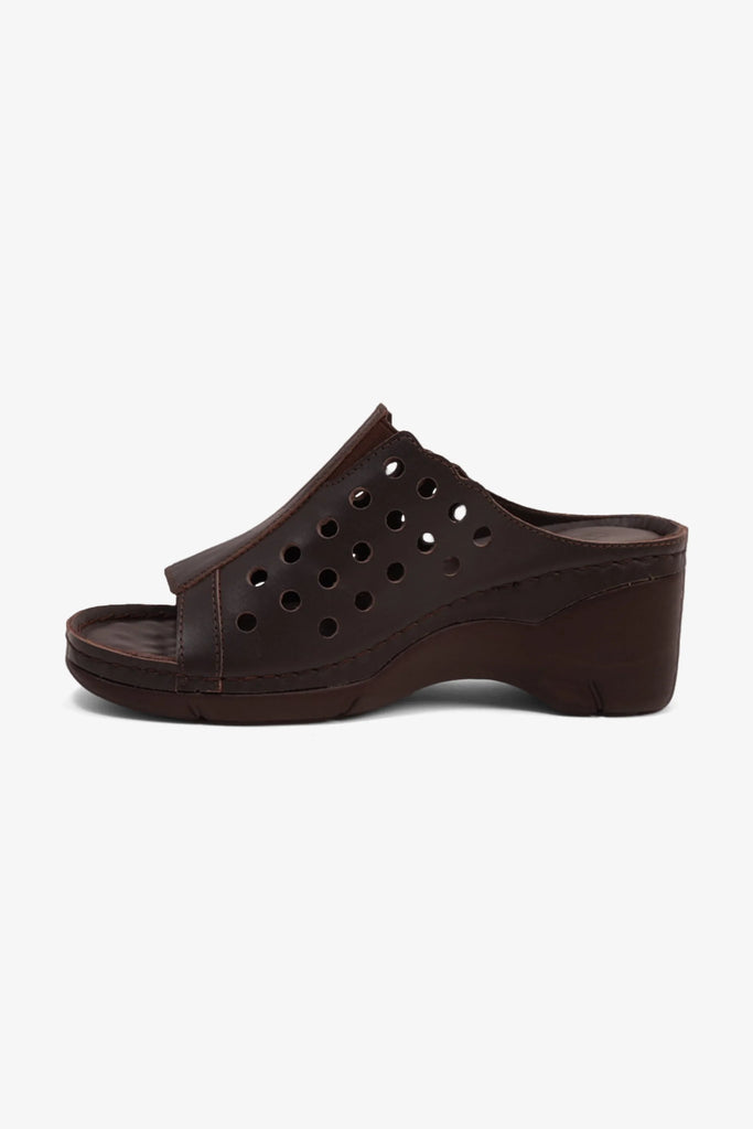 Comfort Plus Women's Perforated Wedge Sandals Brown LSDCPGG102
