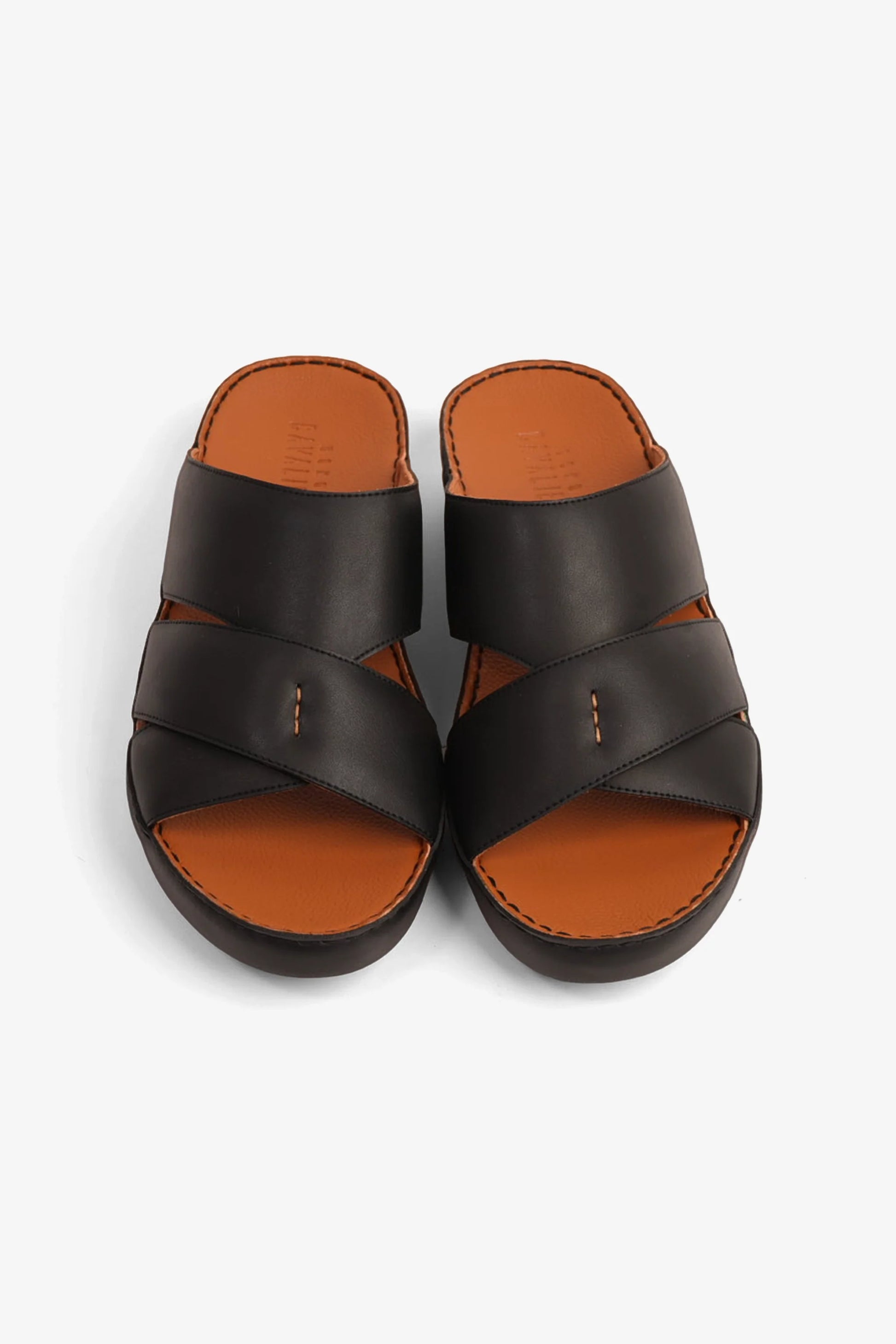 Cavalier Uomo Men's Leather Arabic Sandals Black MSDCV1108