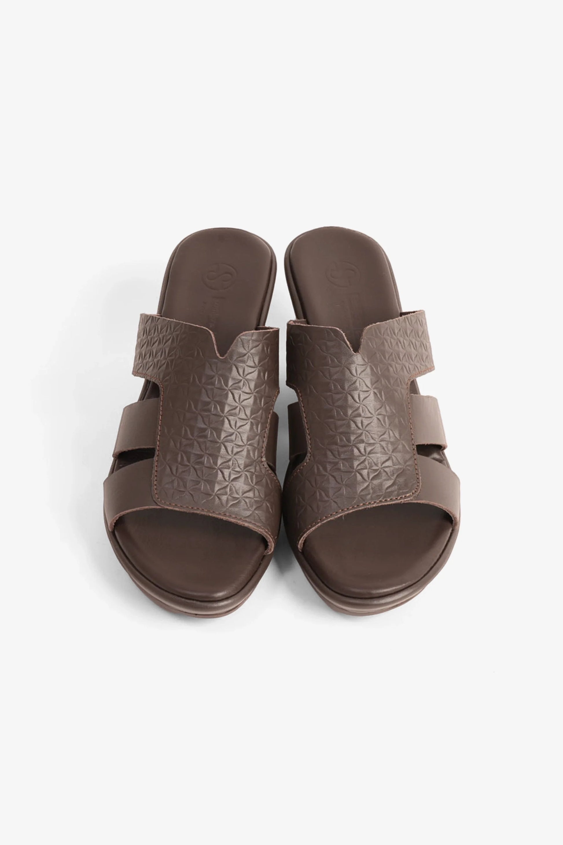 Comfort Plus Women's Embossed Leather Wedges Brown LSDCP9107