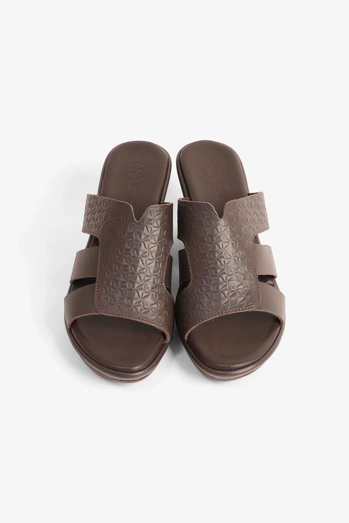 Comfort Plus Women's Embossed Leather Wedges Brown LSDCP9107