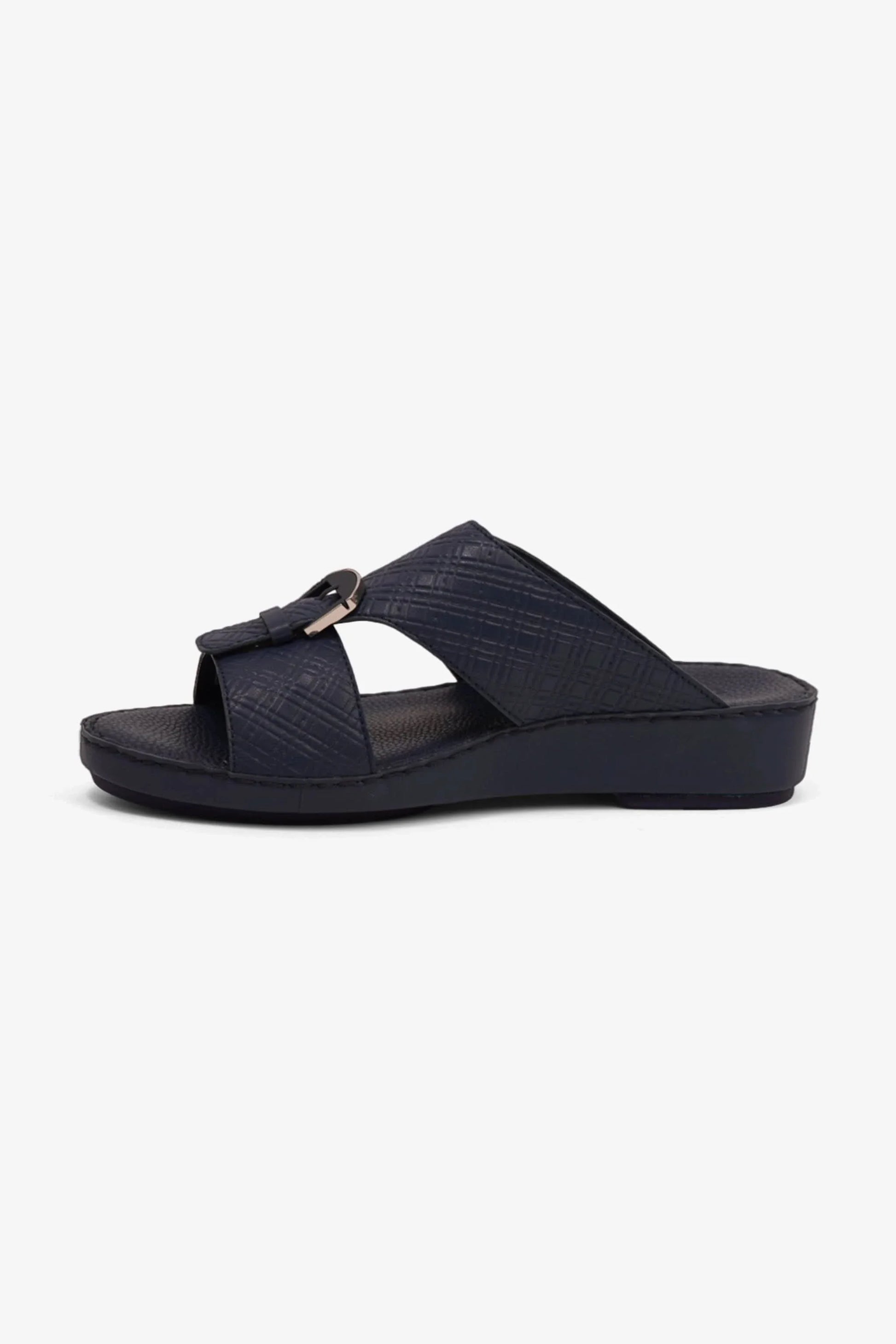 Comfort Plus Men's Cushioned Leather Slip-On Sandals Navy MSDCP7013