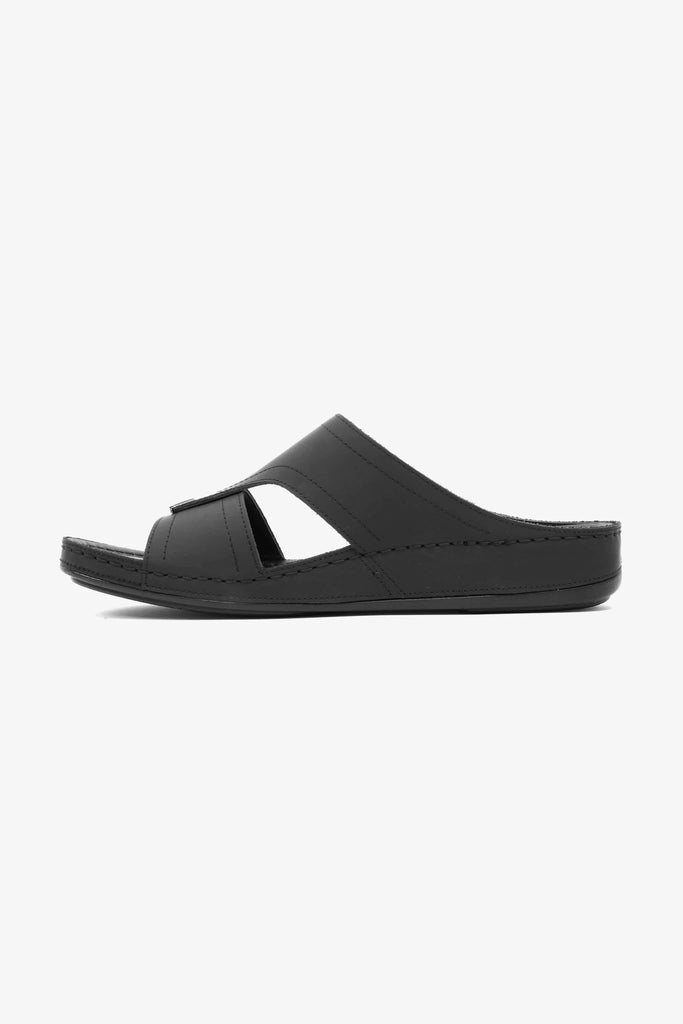 Comfort Plus Men's Ultra Massage Leather Sandals Black - Seventy7