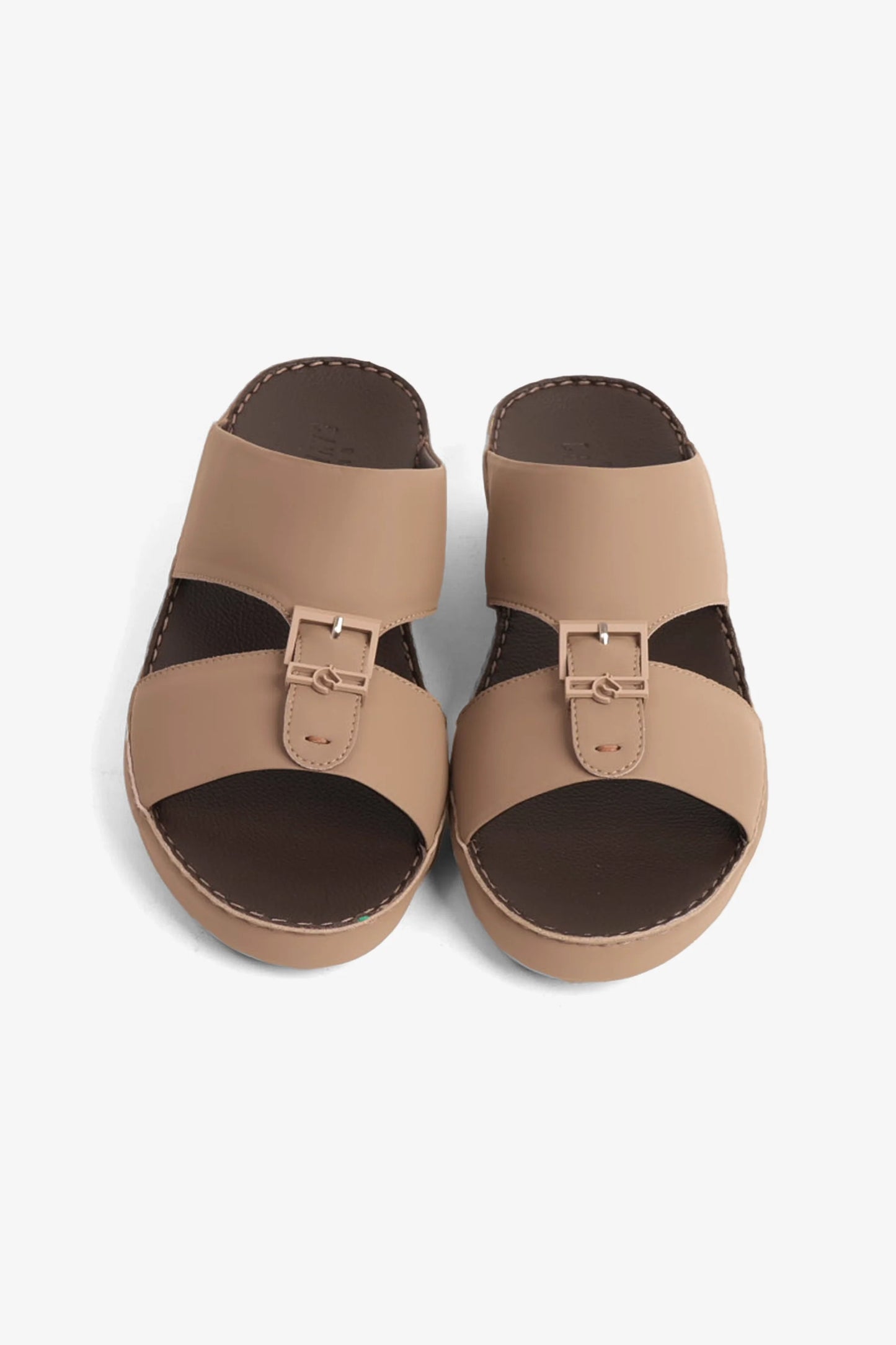 Cavalier Uomo Men's Embossed Leather Handstitched Arabic Sandals Stone MSDCV1101