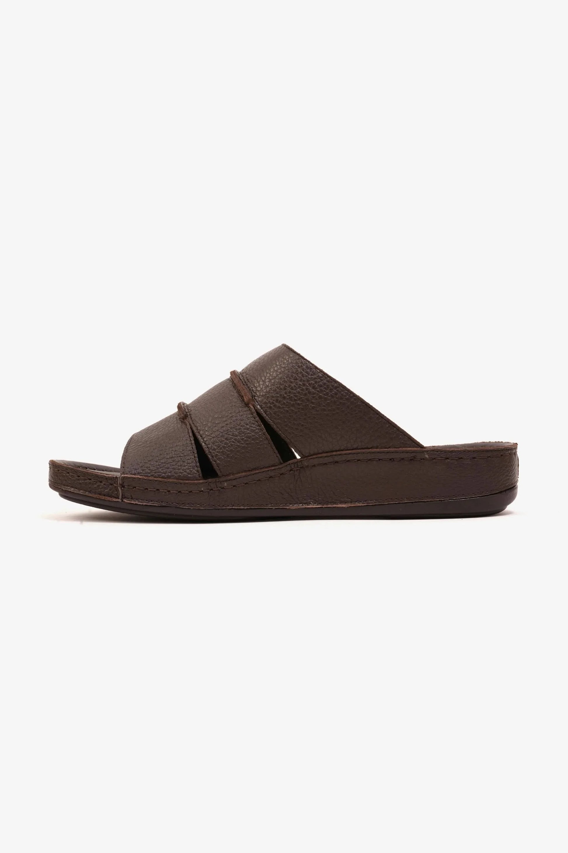 Comfort Plus Men's Leather Slide Sandals Brown MSDCP6614
