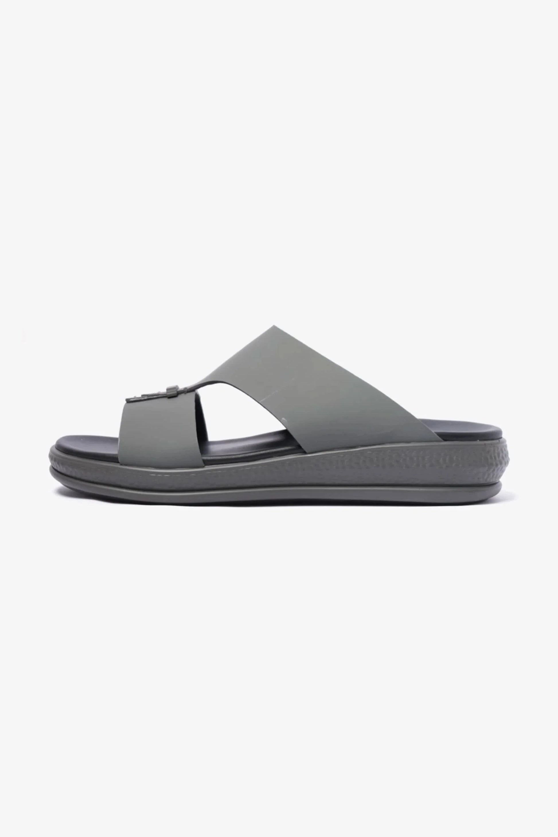 Comfort Plus Men's Matte Leather Buckle Sandals Grey MSDCPD102