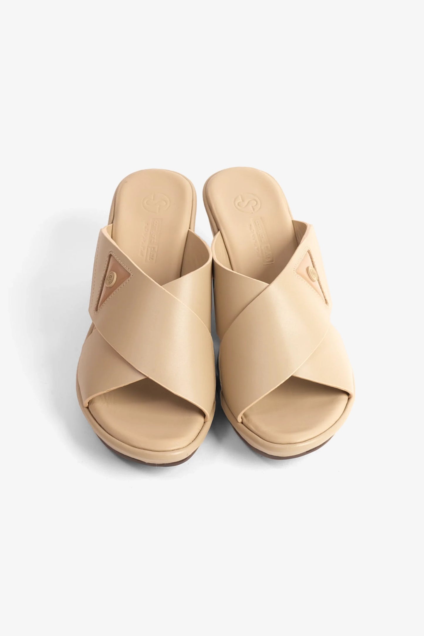 Comfort Plus Women's Cross-Strap Slide Sandals Beige LSDCP9108