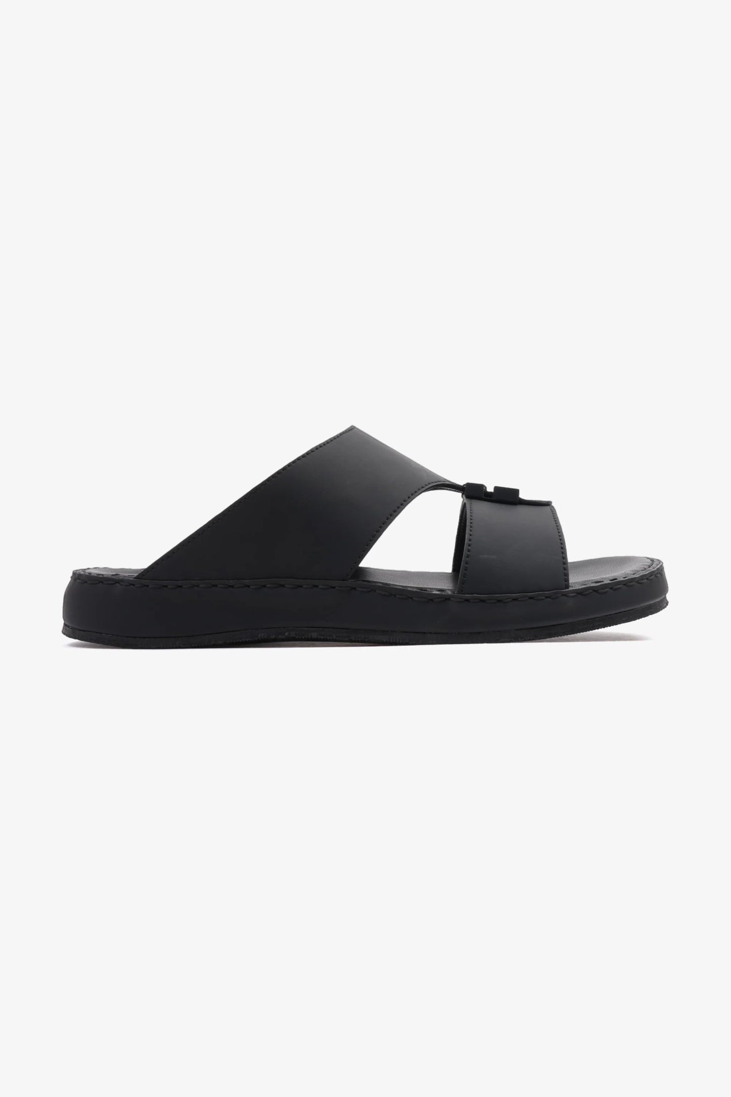 Comfort Plus Men's Matte Leather Stylish Trim Sandals Black MSDCP3002