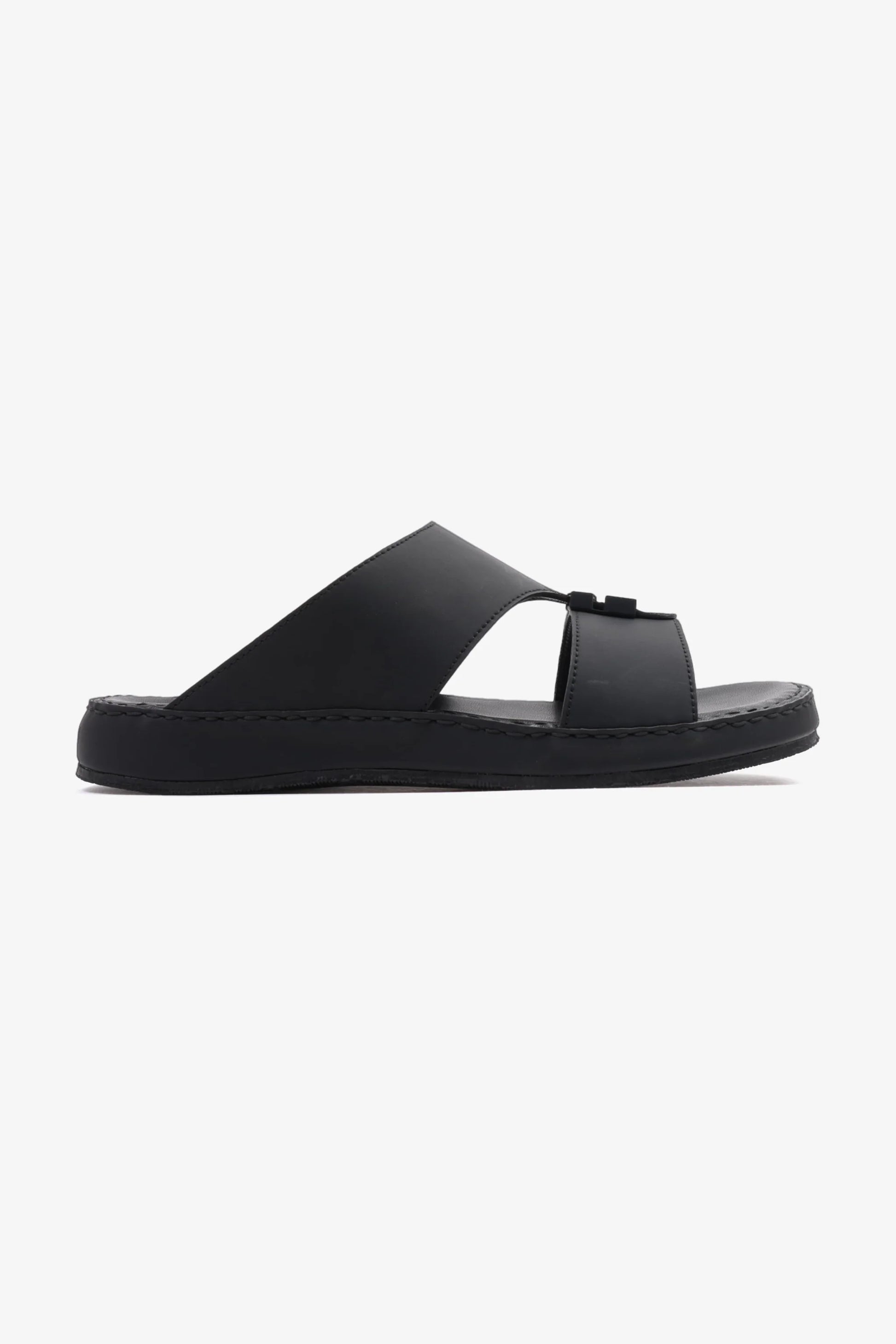 Comfort Plus Men's Matte Leather Stylish Trim Sandals Black MSDCP3002