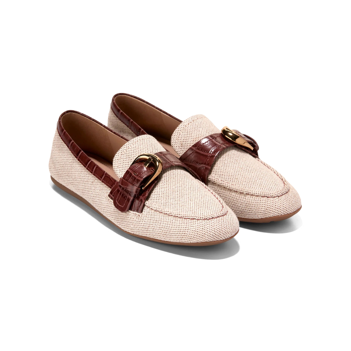 COLE HAAN LADIES GRAND AMBITION ALETTE BUCKLE LOAFERS BEIGE-thumbmail-2
