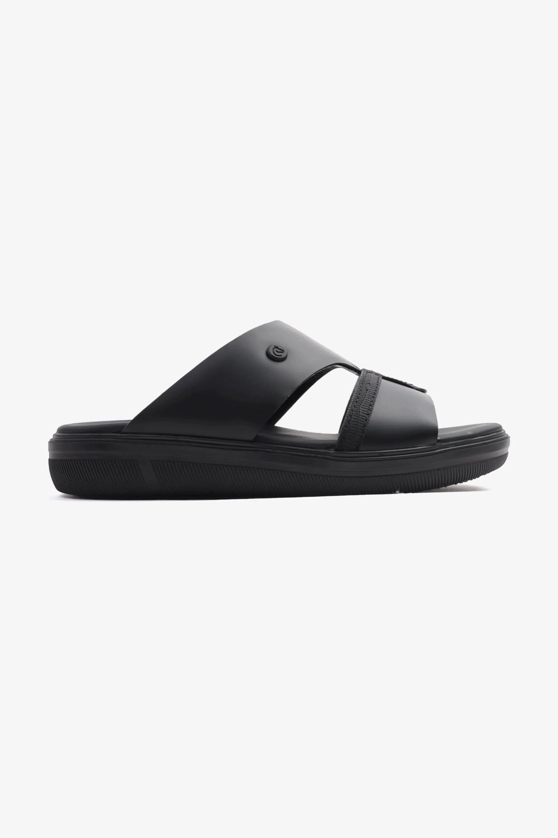 Cavalier Uomo Men's Sleek Arabic Leather Sandals Black MSDCVJS502