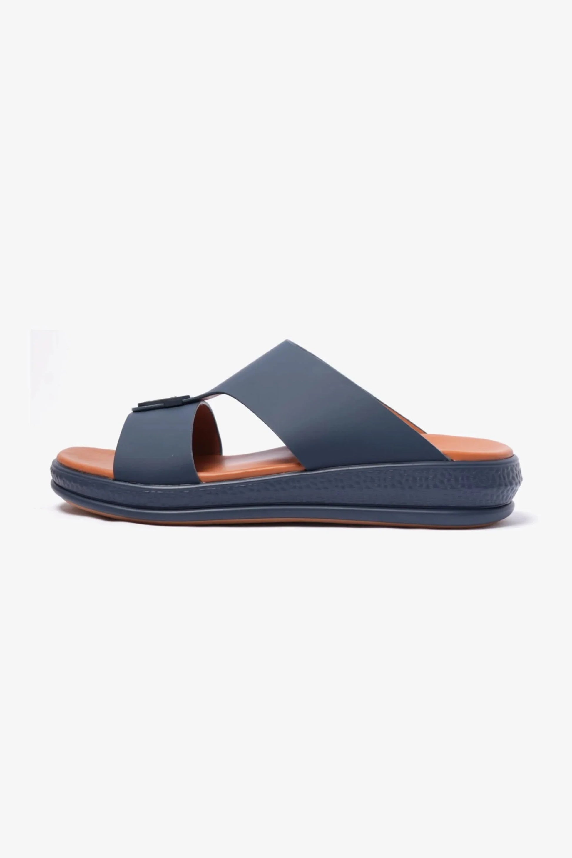 Comfort Plus Men's Buckle Leather Sandals Navy MSDCPD101