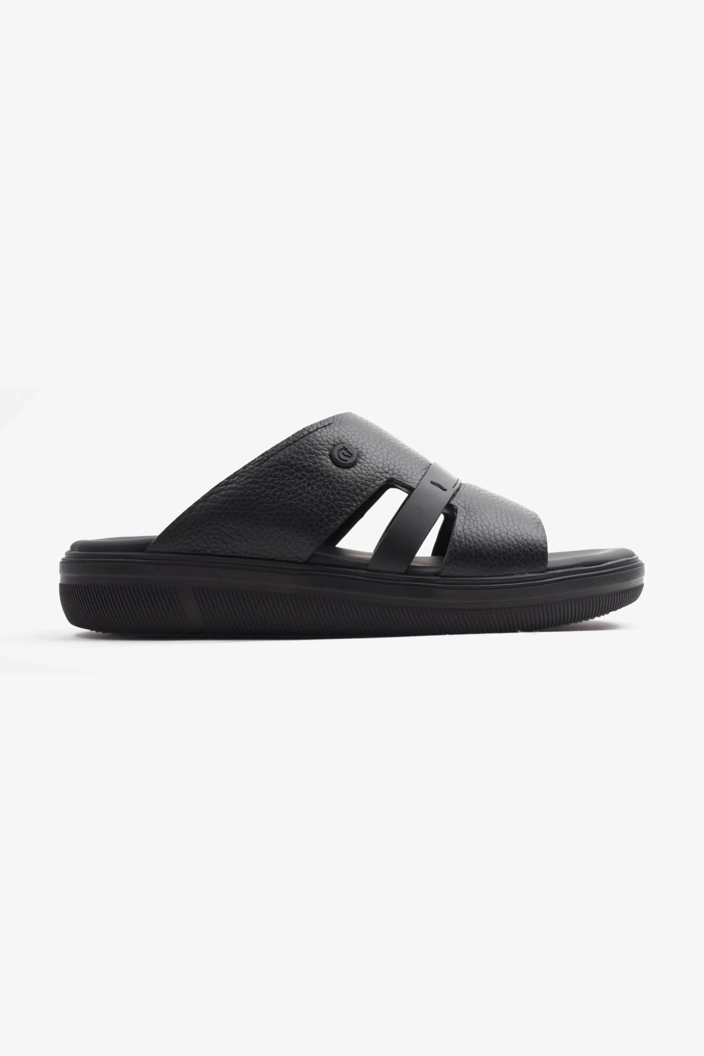 Cavalier Uomo Men's Crafted Genuine Leather Arabic Sandals Black MSDCVJS504