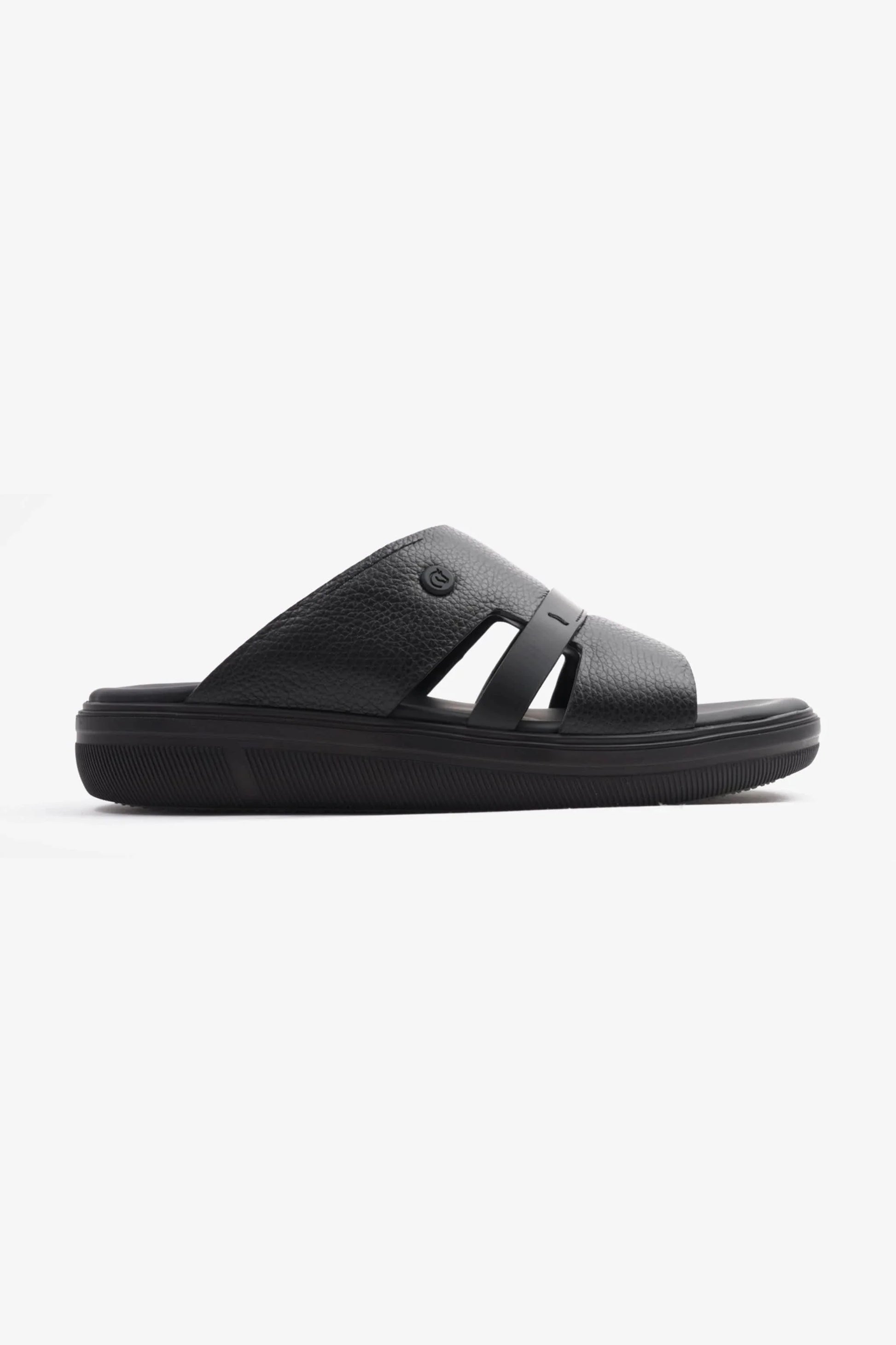 Cavalier Uomo Men's Crafted Genuine Leather Arabic Sandals Black MSDCVJS504