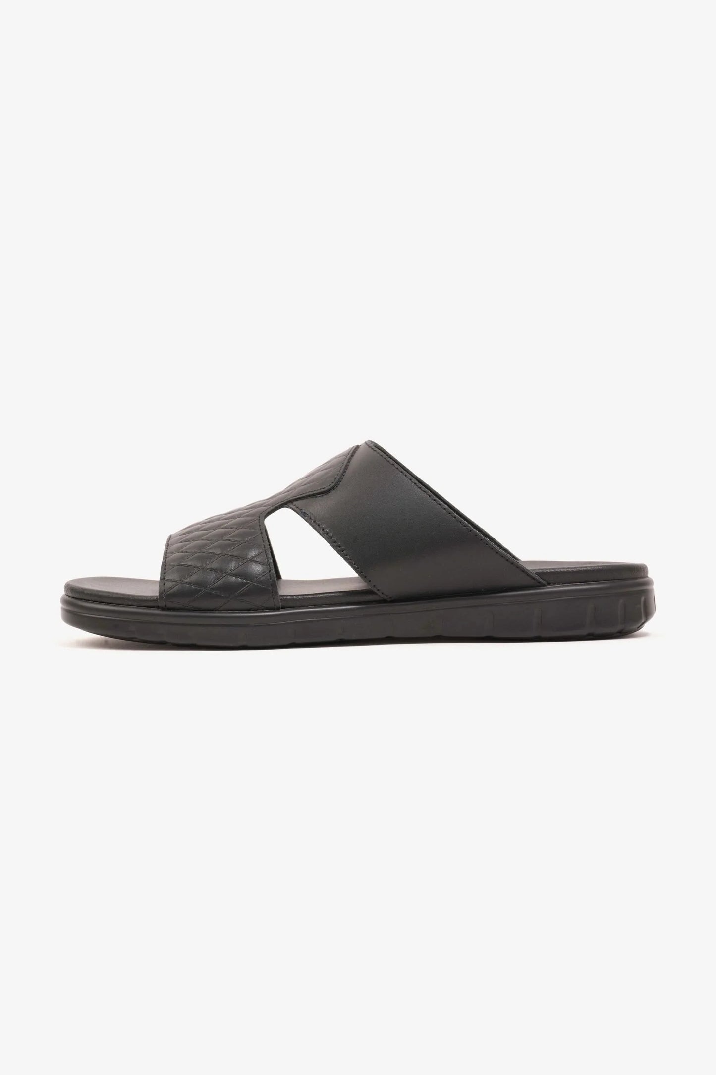 Comfort Plus Men's Quilted Leather Sandals Black MSDCP202